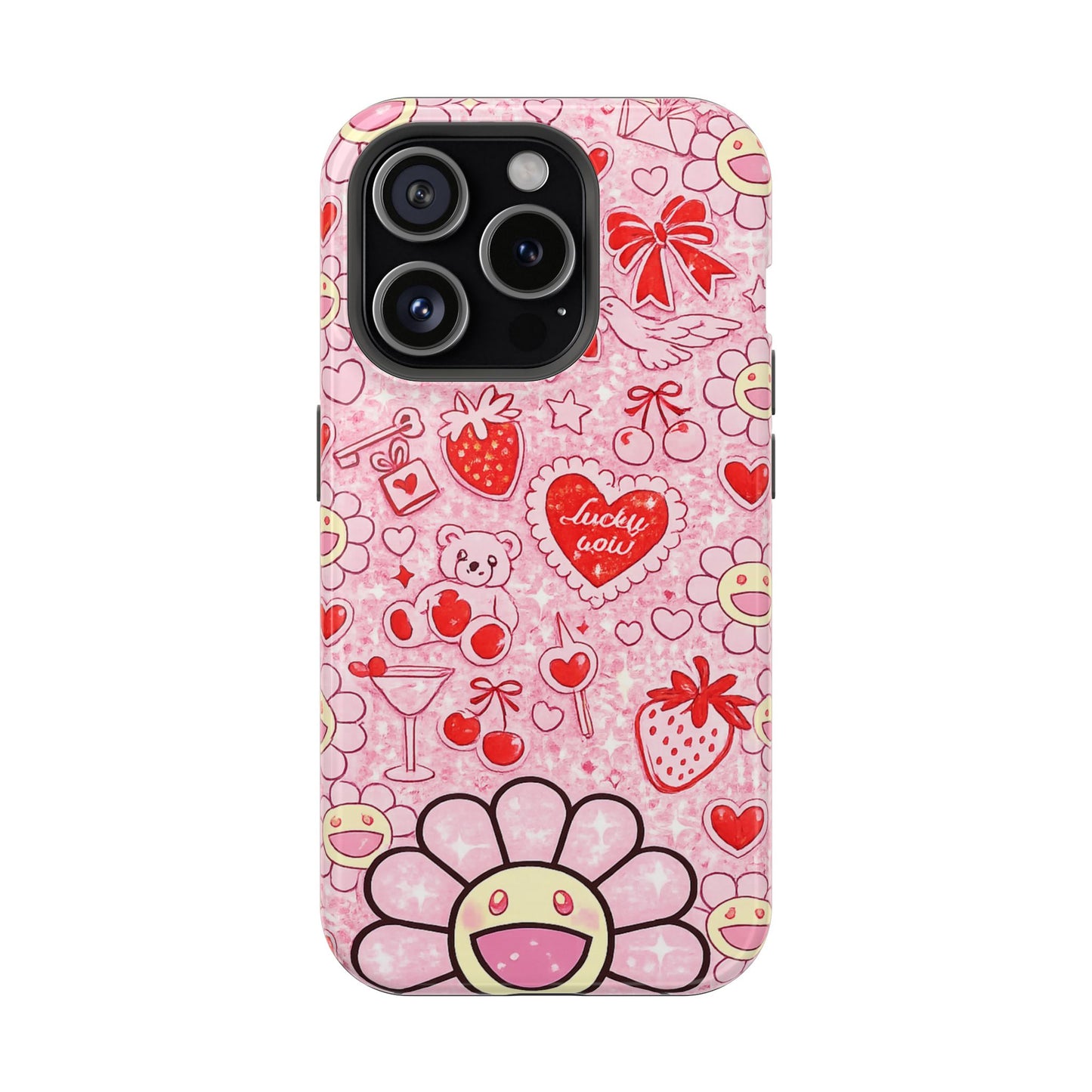 Cute Pink Kawaii Floral Phone Case — Impact-Resistant