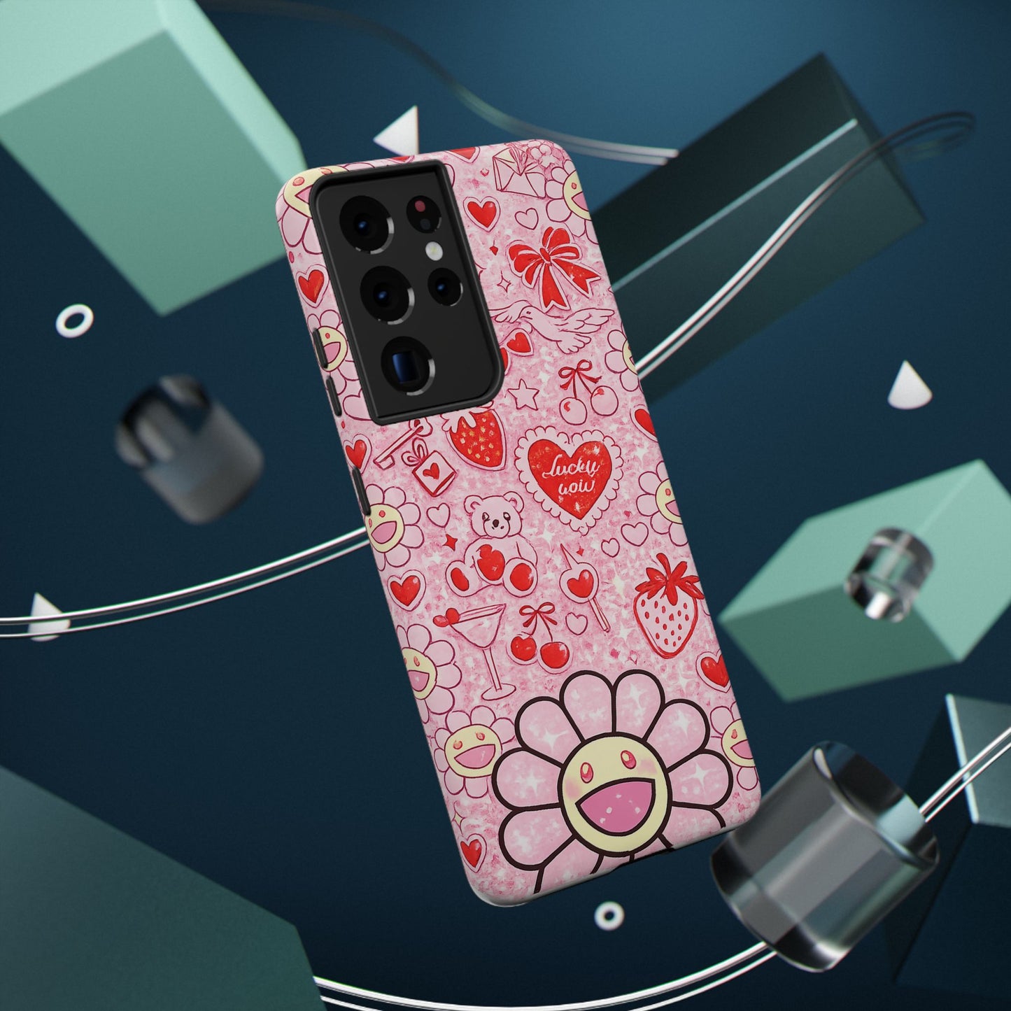 Cute Pink Kawaii Floral Phone Case — Impact-Resistant