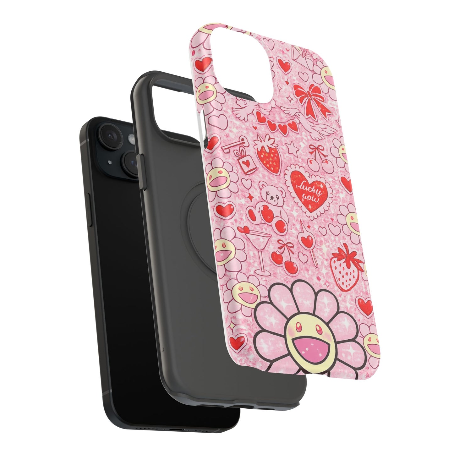 Cute Pink Kawaii Floral Phone Case — Impact-Resistant