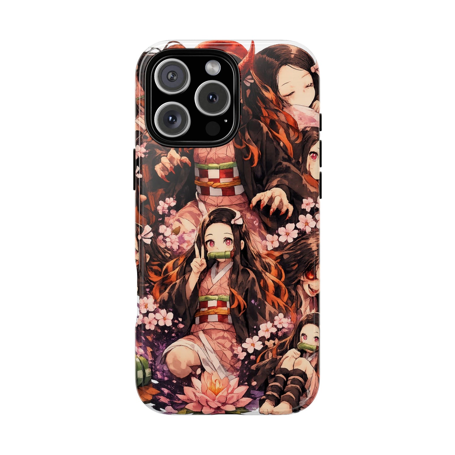 Anime Phone Case — Floral Nezuko Pattern Tough Case