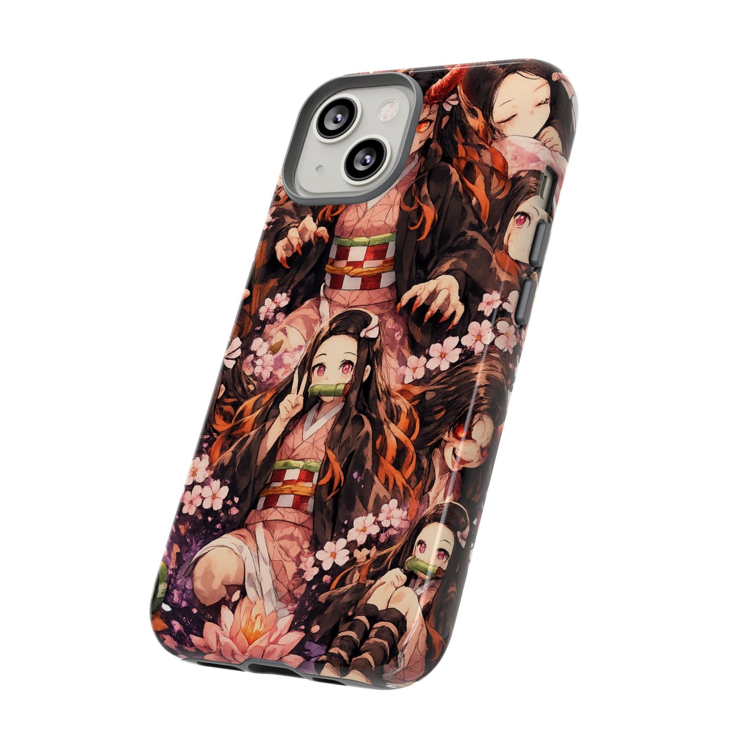 Anime Phone Case — Floral Nezuko Pattern Tough Case