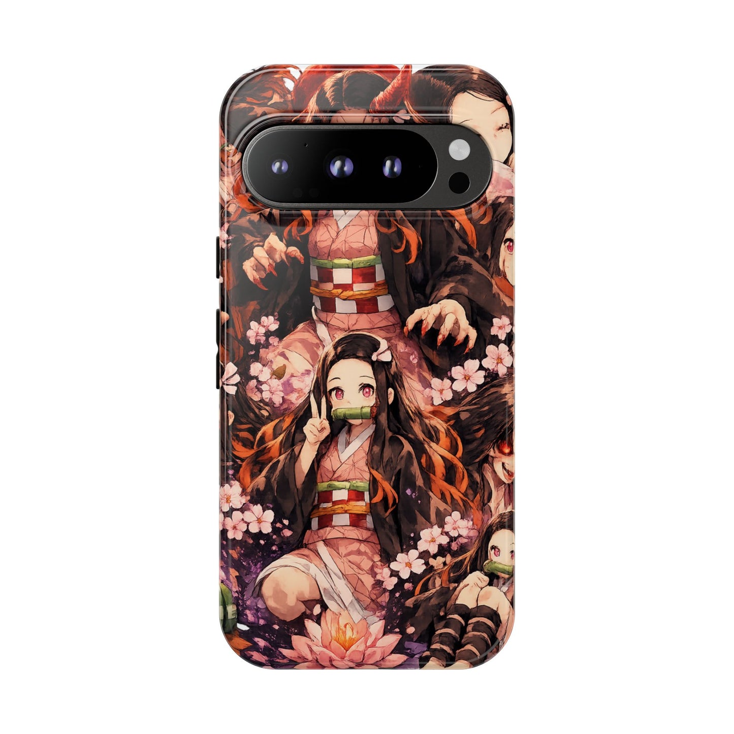 Anime Phone Case — Floral Nezuko Pattern Tough Case
