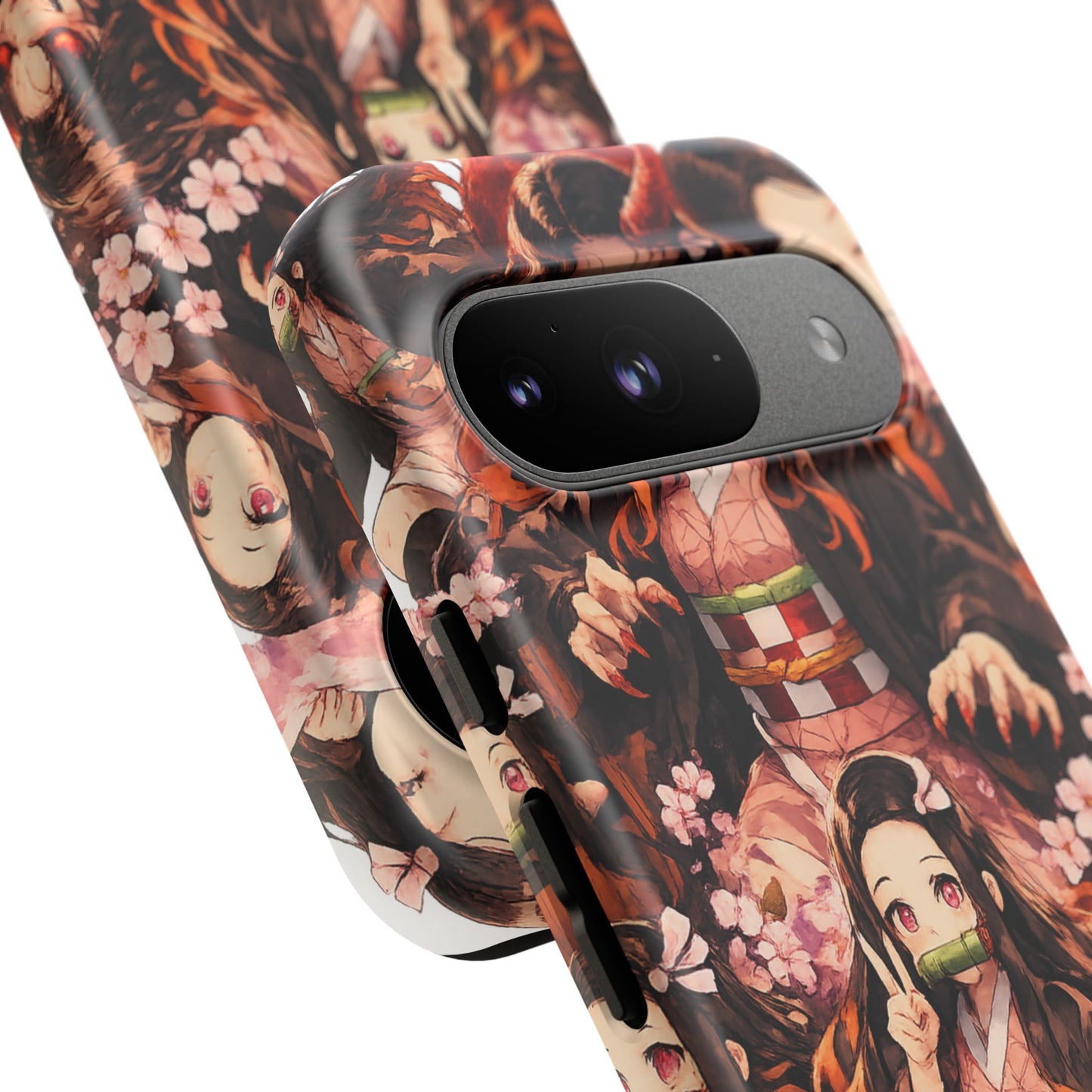 Anime Phone Case — Floral Nezuko Pattern Tough Case