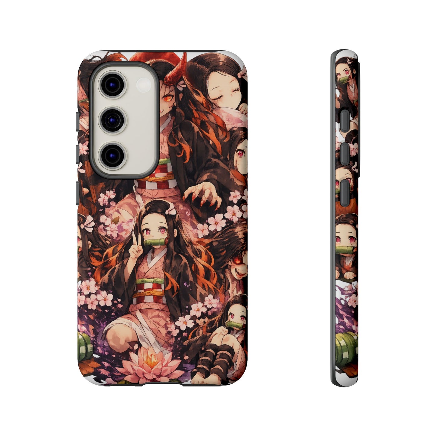 Anime Phone Case — Floral Nezuko Pattern Tough Case