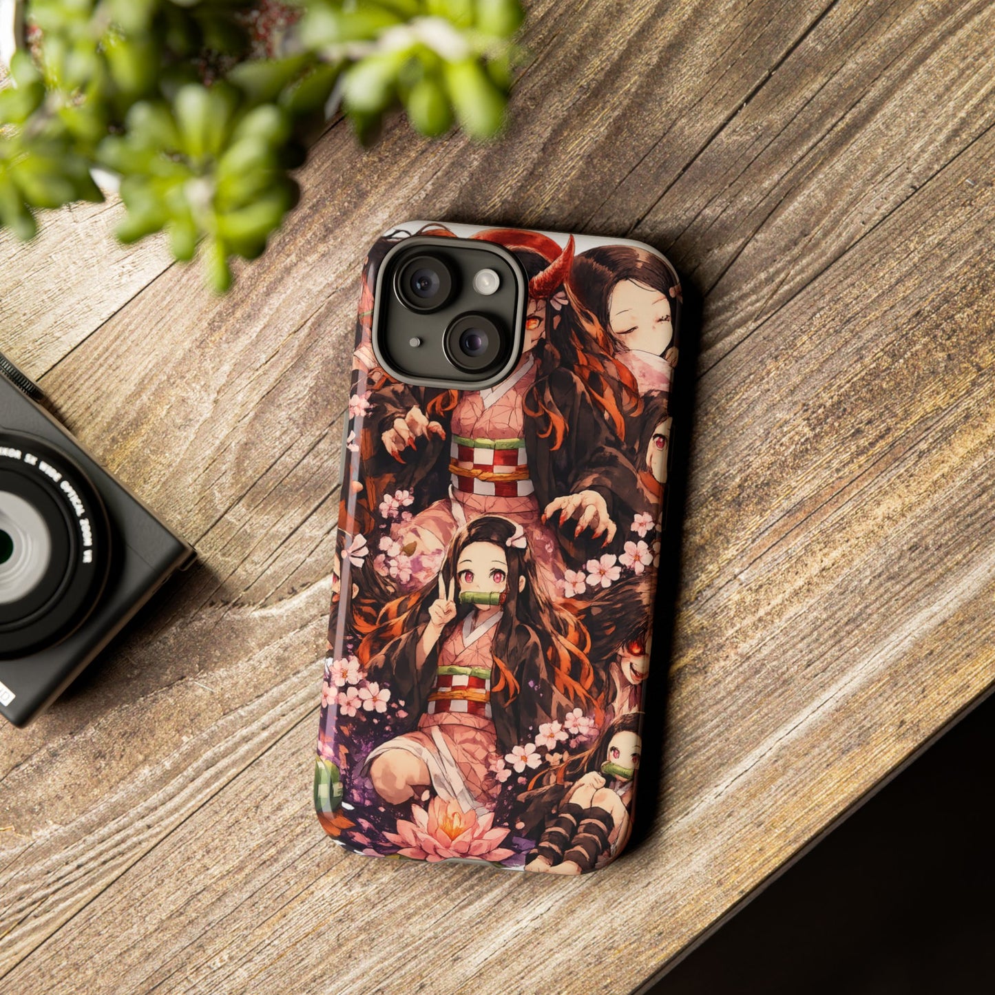 Anime Phone Case — Floral Nezuko Pattern Tough Case