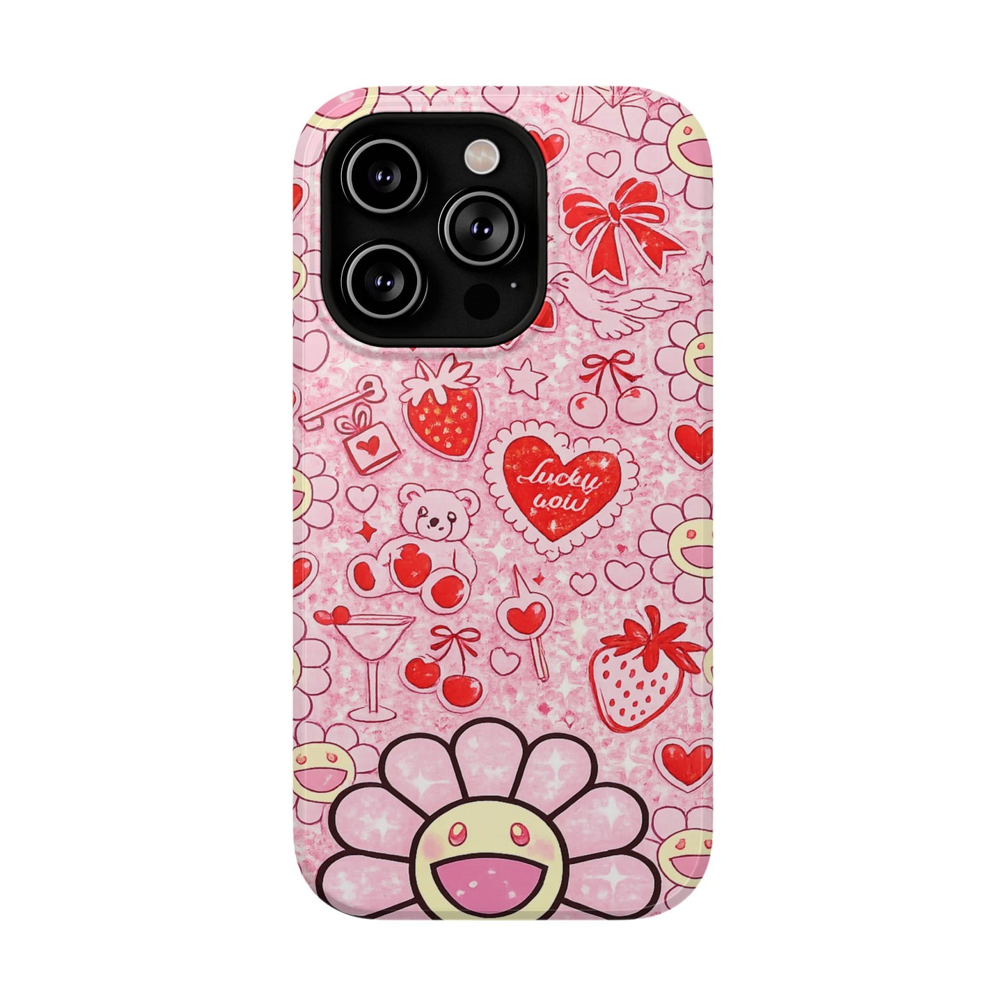 Cute Pink Kawaii Floral Phone Case — Impact-Resistant