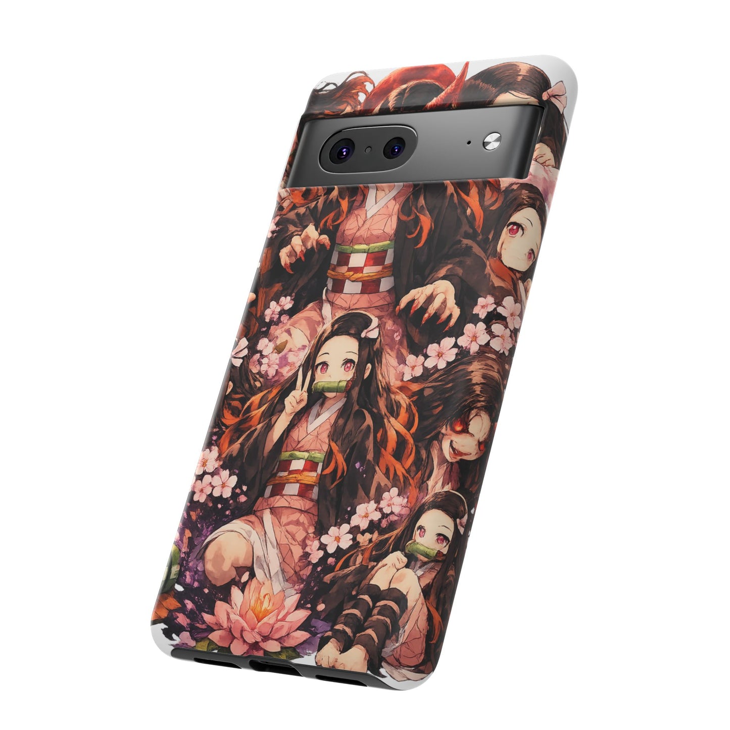 Anime Phone Case — Floral Nezuko Pattern Tough Case