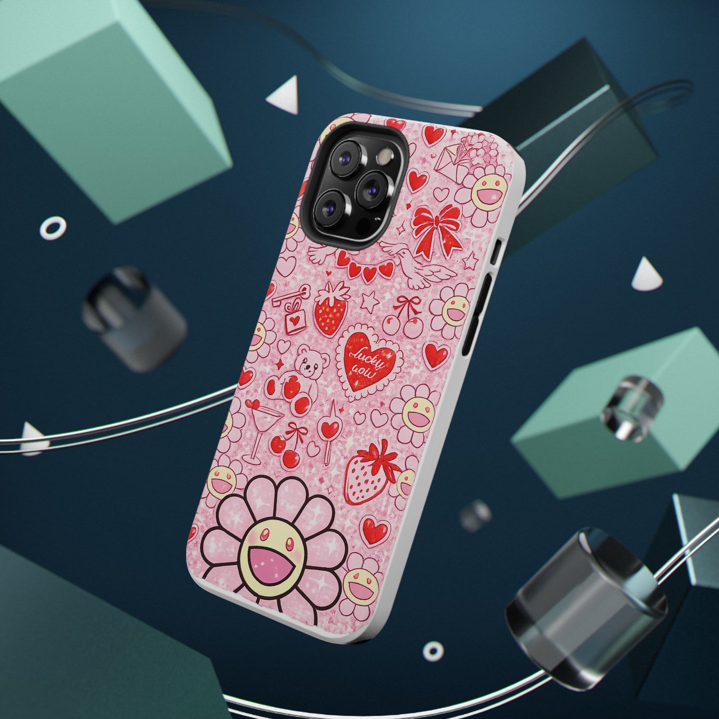 Cute Pink Kawaii Floral Phone Case — Impact-Resistant