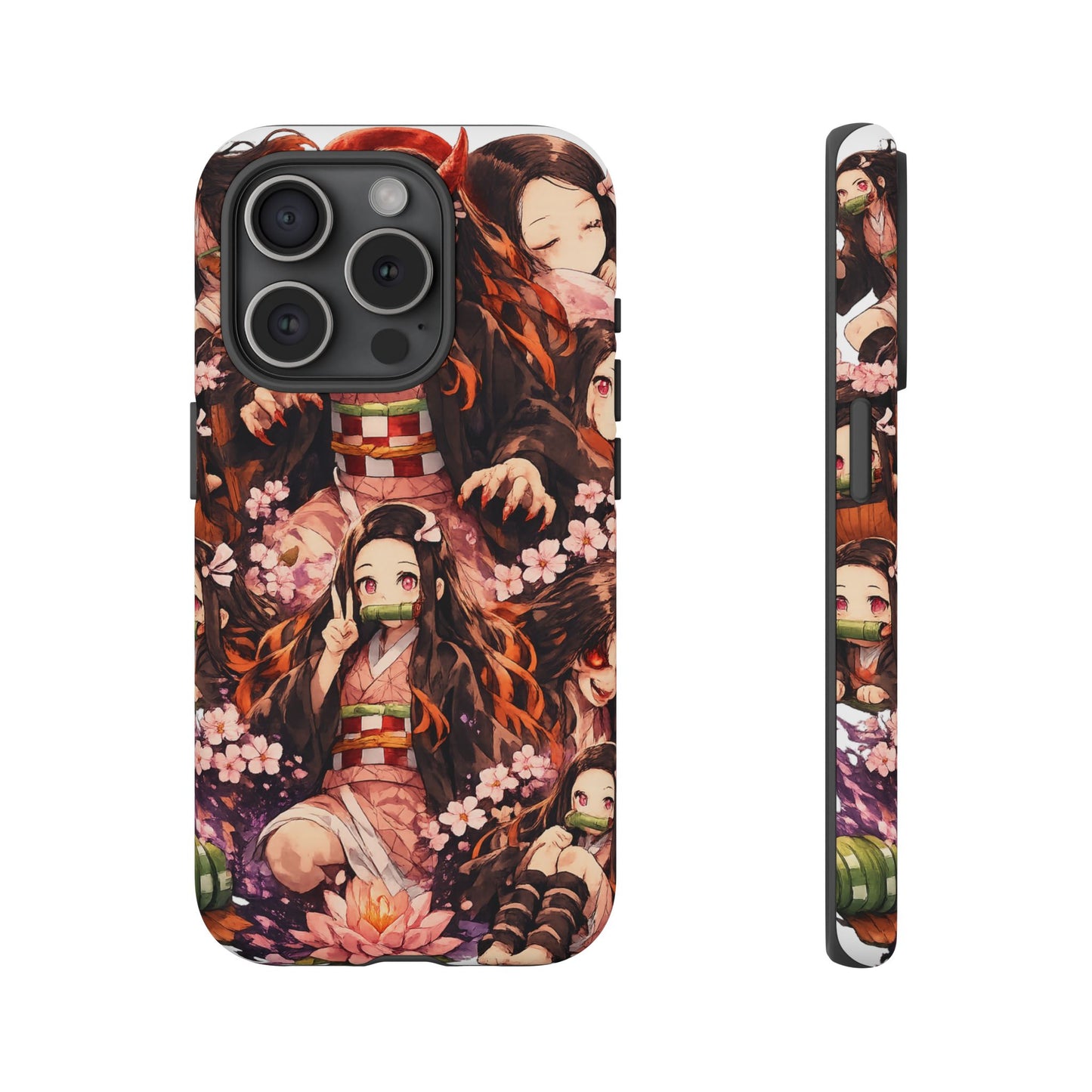 Anime Phone Case — Floral Nezuko Pattern Tough Case