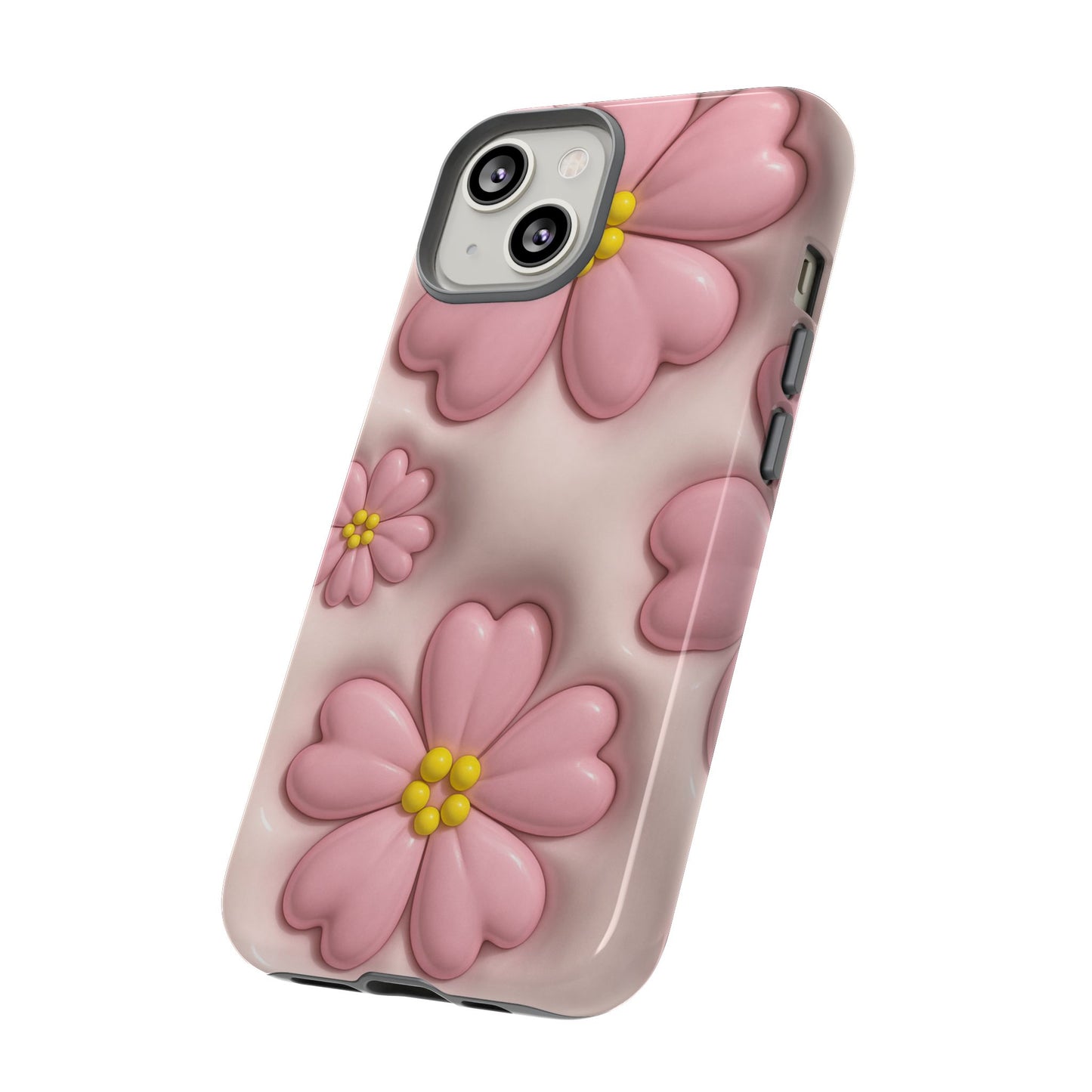 Floral Phone Case, Tough Cases for Women, Cute Flower iPhone Cover, Soft Pink Floral Design, Spring Accessories