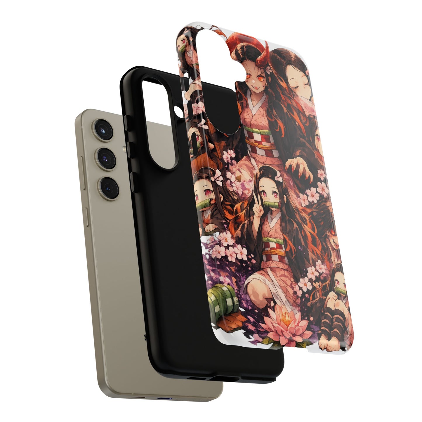 Anime Phone Case — Floral Nezuko Pattern Tough Case