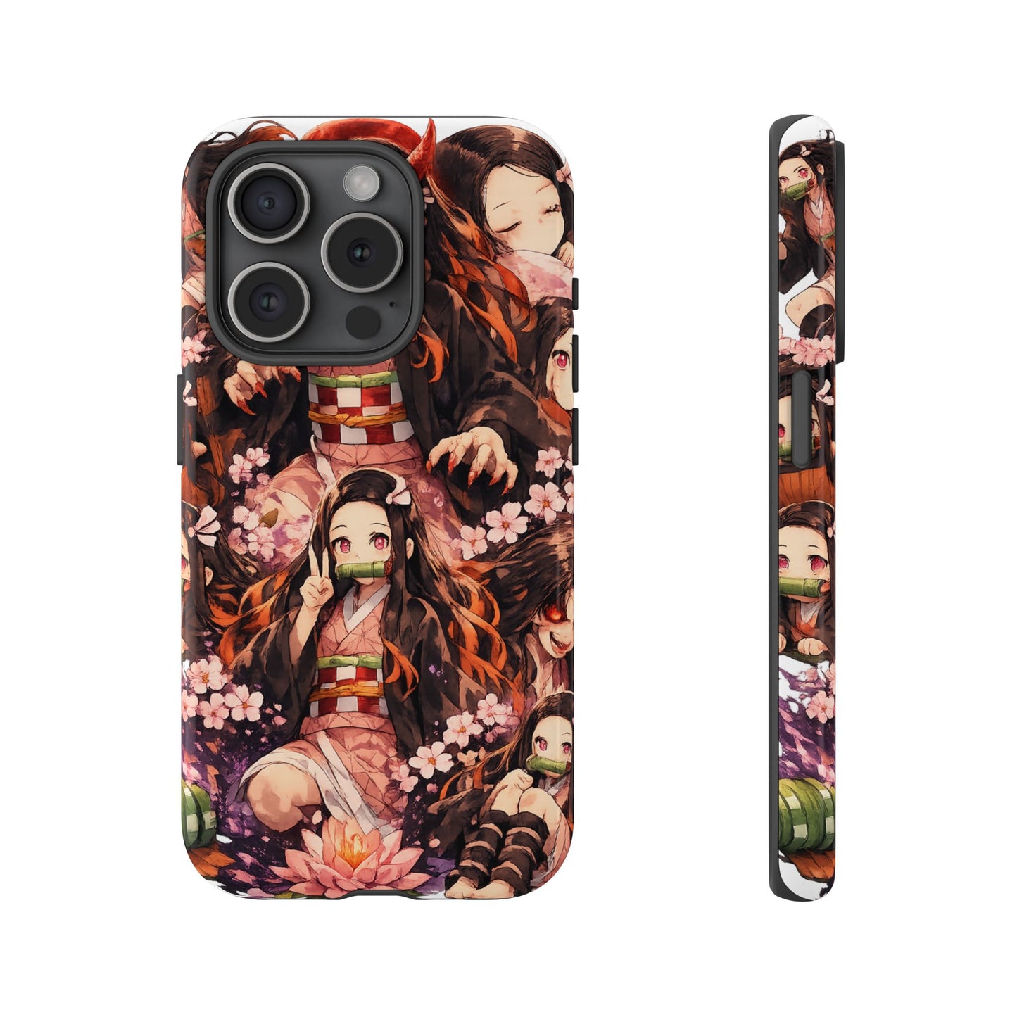 Anime Phone Case — Floral Nezuko Pattern Tough Case