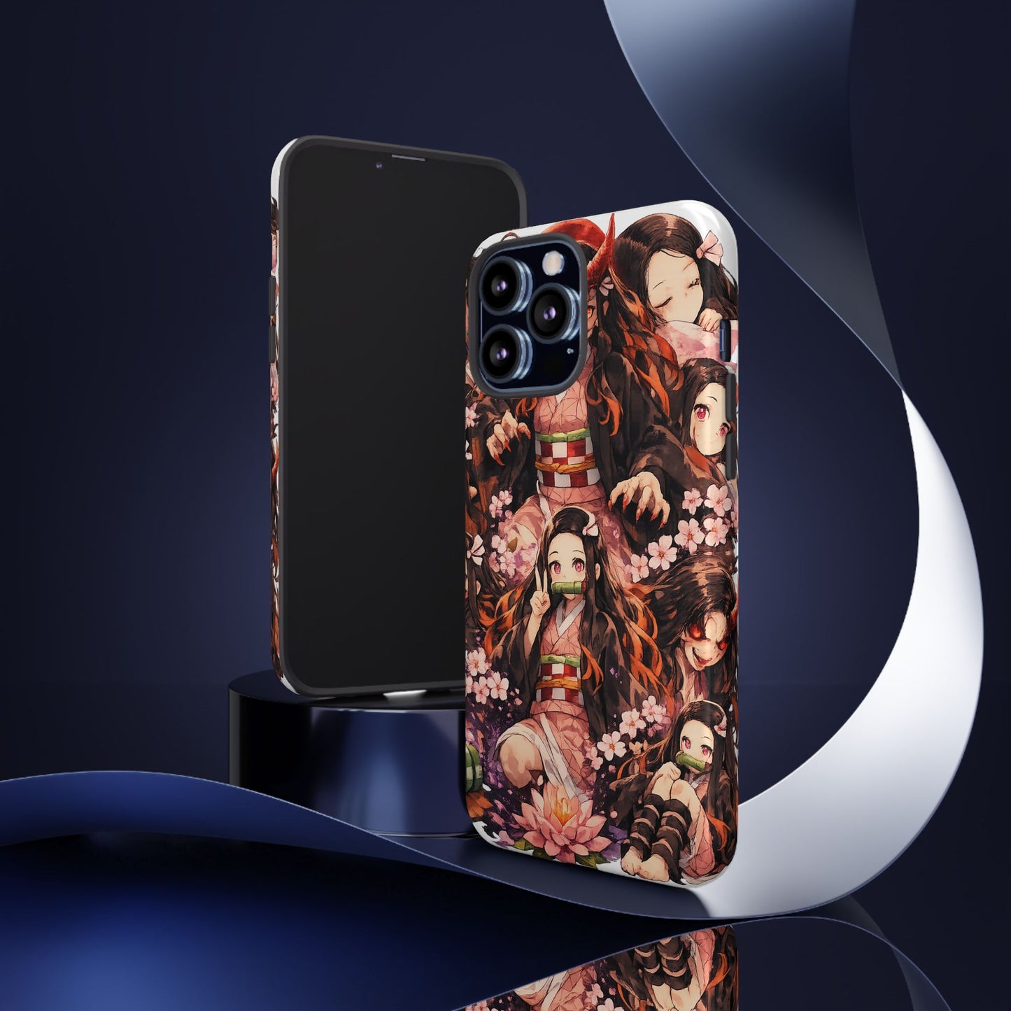 Anime Phone Case — Floral Nezuko Pattern Tough Case