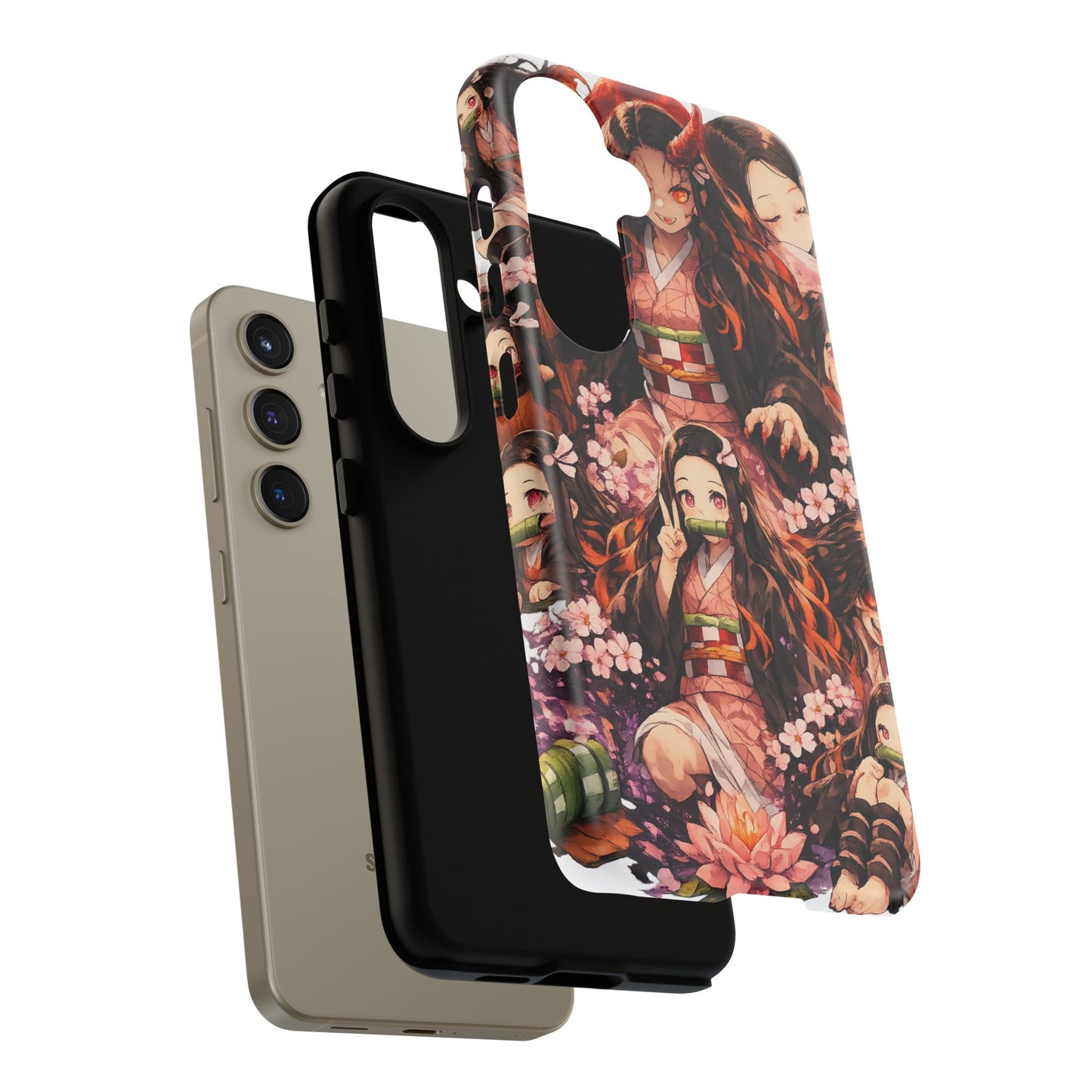 Anime Phone Case — Floral Nezuko Pattern Tough Case