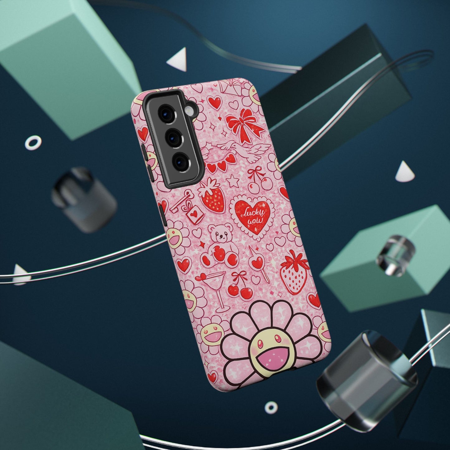 Cute Pink Kawaii Floral Phone Case — Impact-Resistant