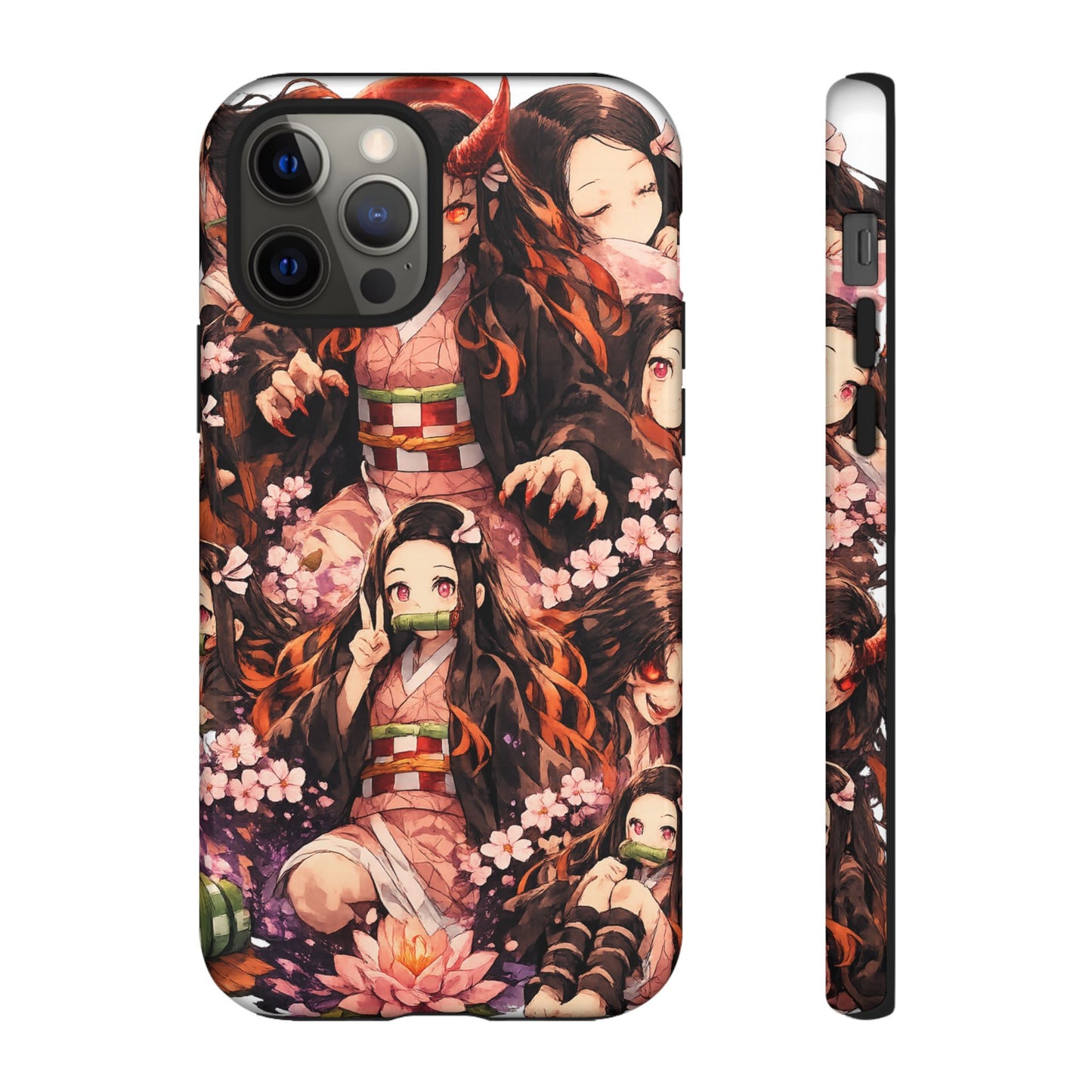 Anime Phone Case — Floral Nezuko Pattern Tough Case