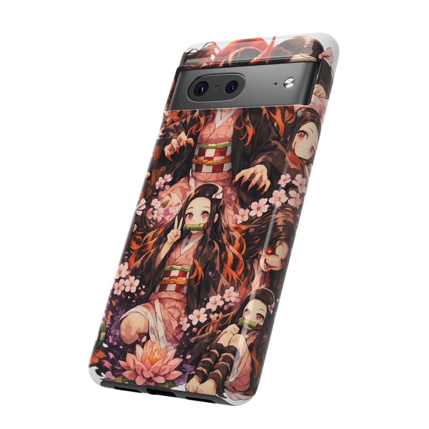 Anime Phone Case — Floral Nezuko Pattern Tough Case