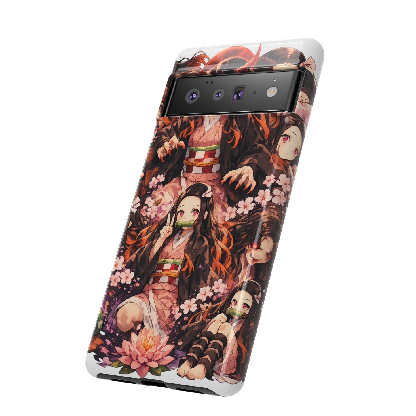 Anime Phone Case — Floral Nezuko Pattern Tough Case