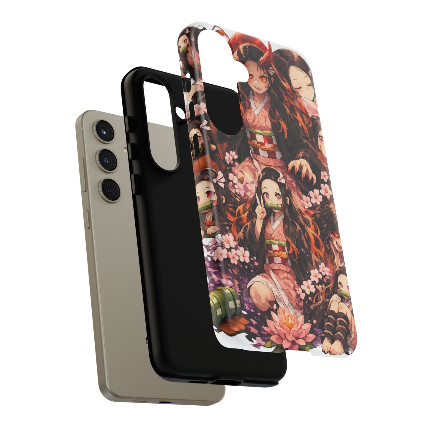 Anime Phone Case — Floral Nezuko Pattern Tough Case