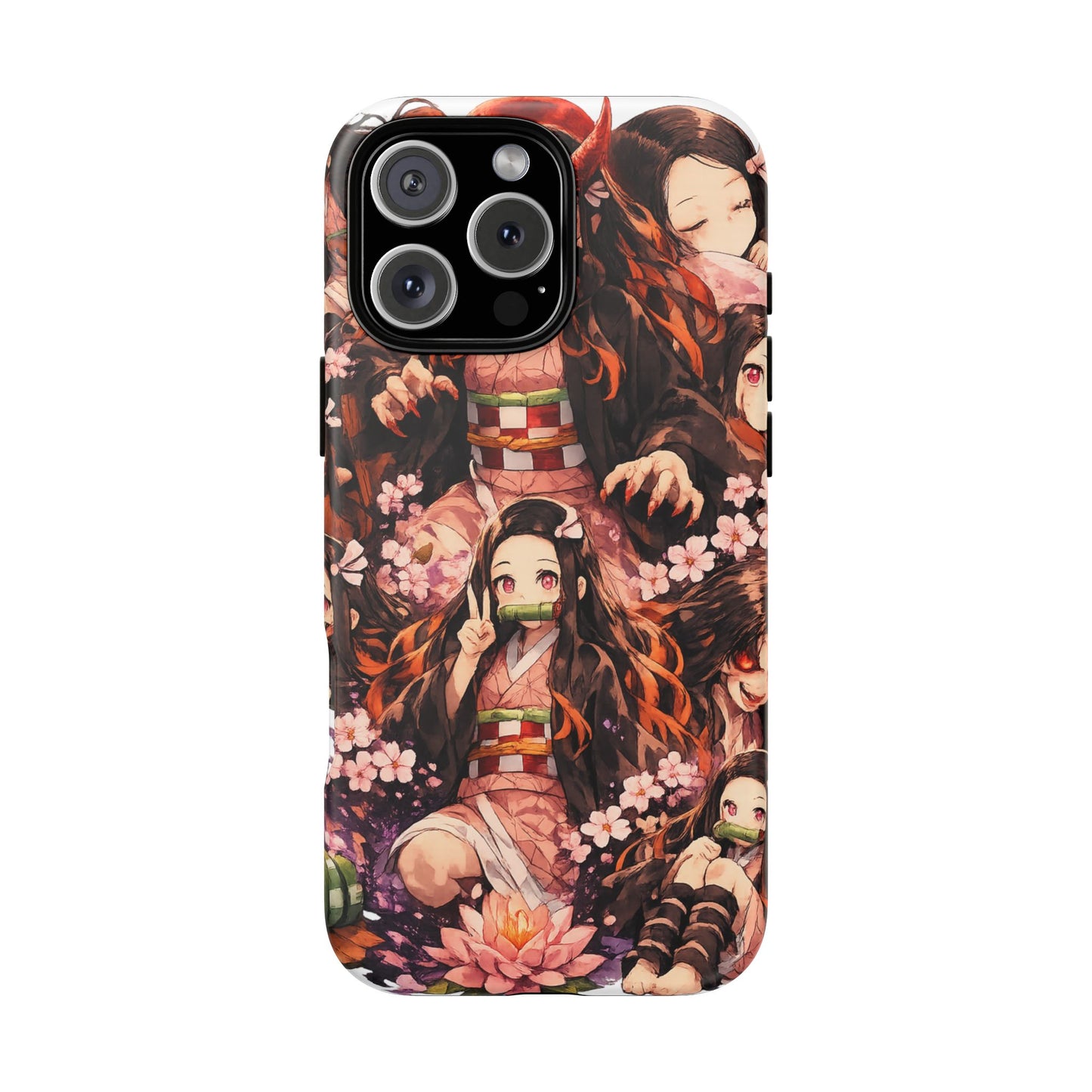 Anime Phone Case — Floral Nezuko Pattern Tough Case