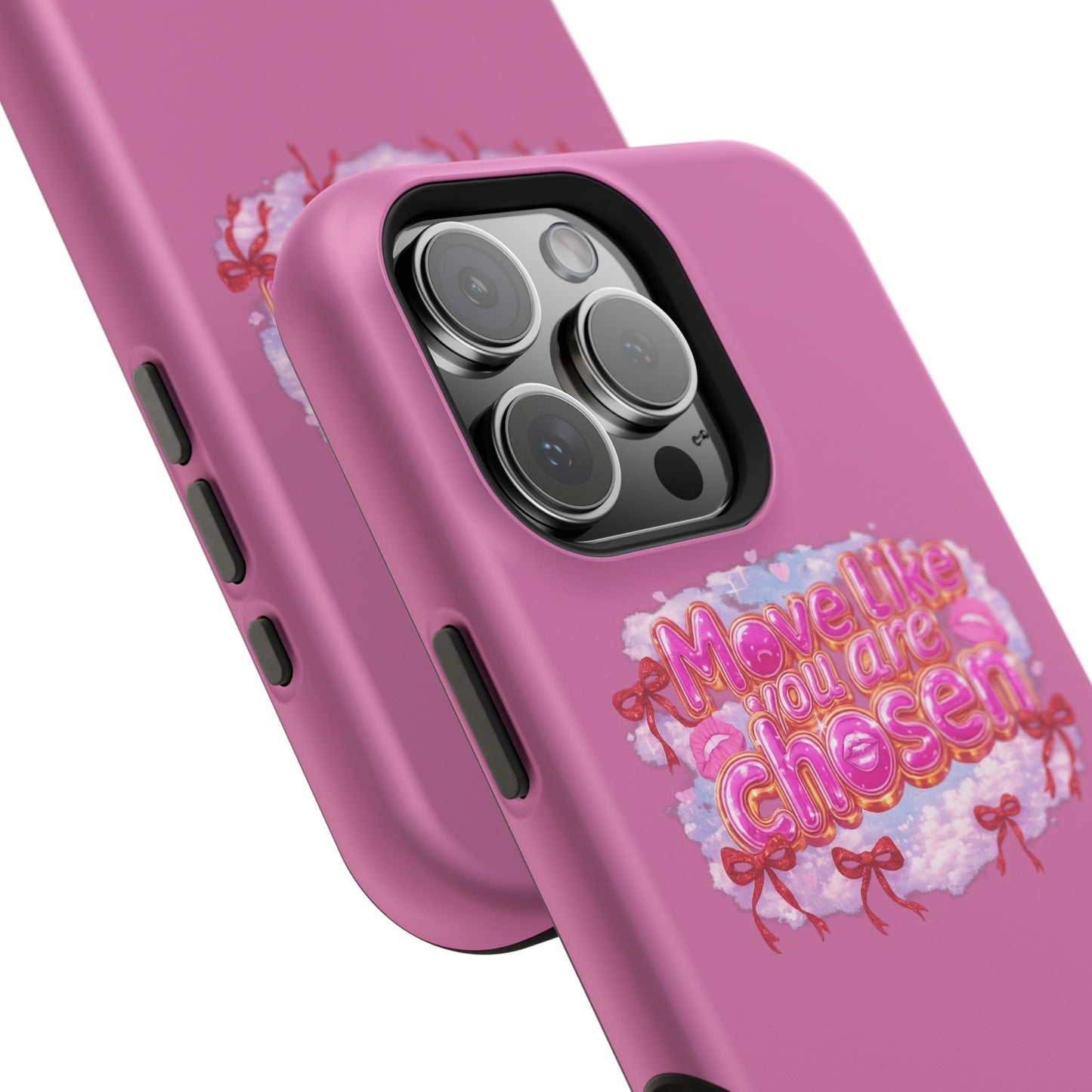 Impact-Resistant Phone Case — “Move Like You Are Chosen” Pink Floral Design