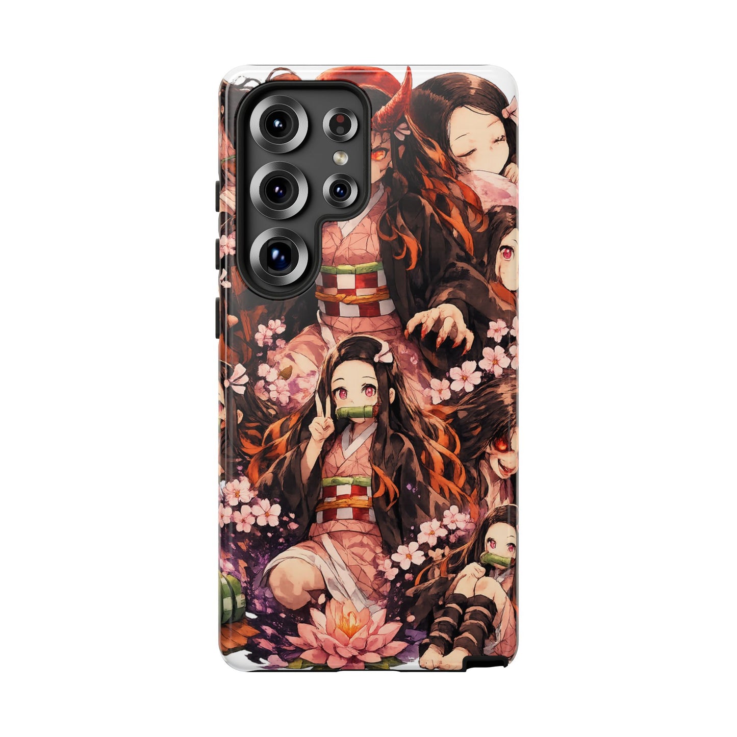 Anime Phone Case — Floral Nezuko Pattern Tough Case
