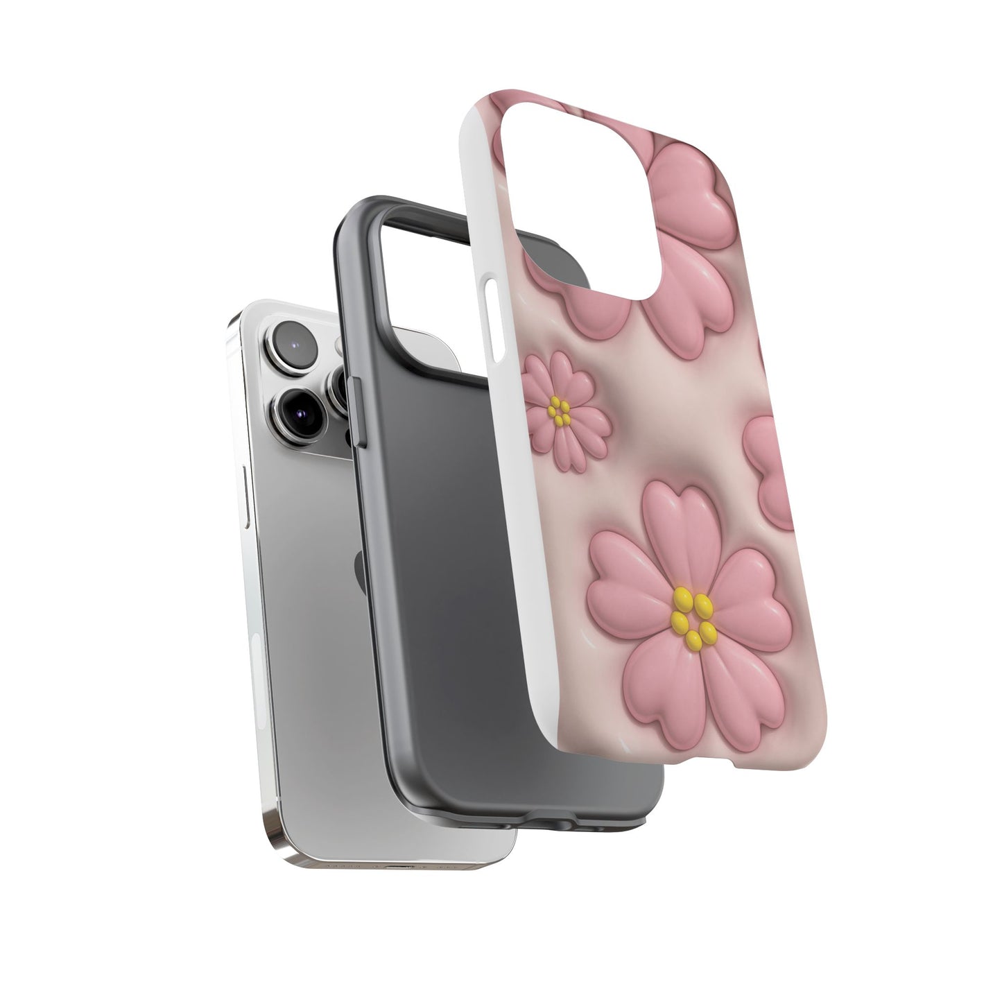 Floral Phone Case, Tough Cases for Women, Cute Flower iPhone Cover, Soft Pink Floral Design, Spring Accessories