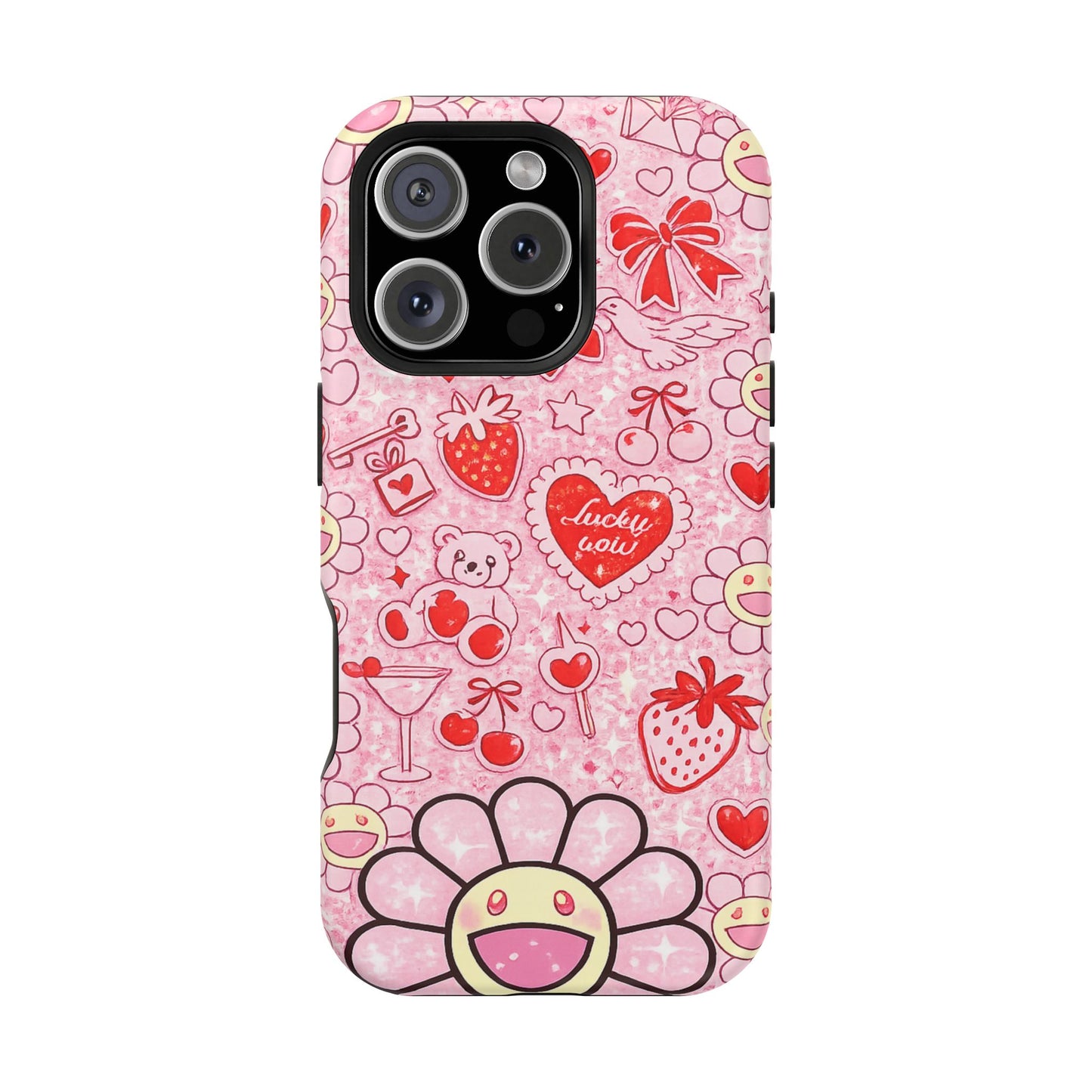 Cute Pink Kawaii Floral Phone Case — Impact-Resistant
