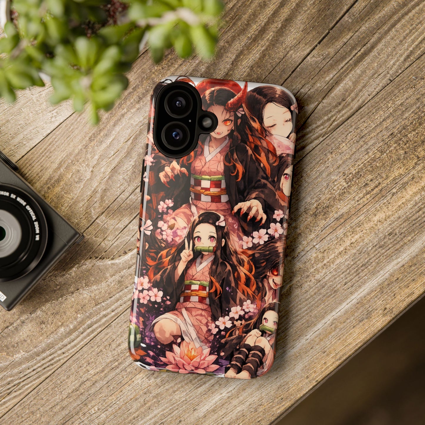 Anime Phone Case — Floral Nezuko Pattern Tough Case