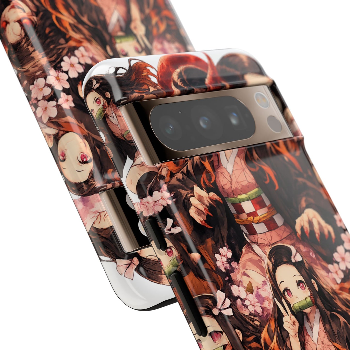 Anime Phone Case — Floral Nezuko Pattern Tough Case