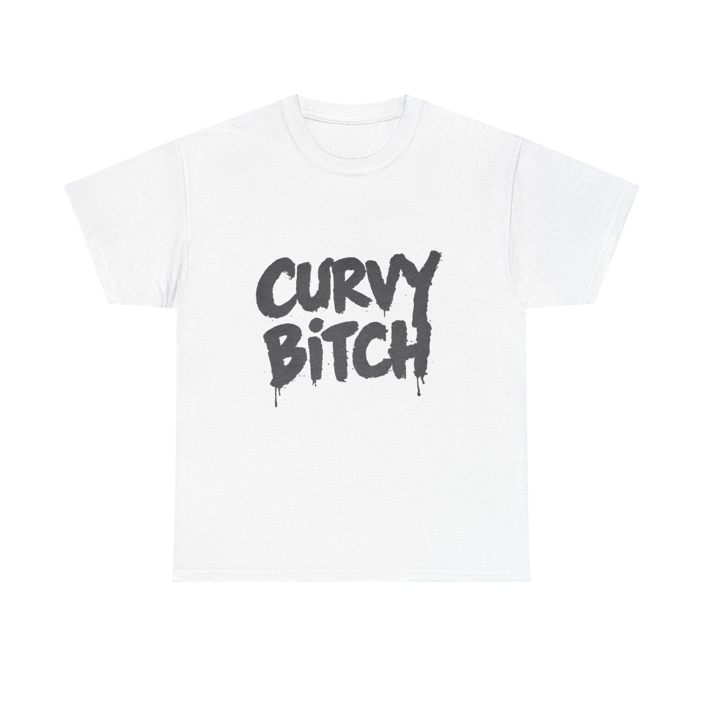 Graphic Tee — "Curvy Bitch" Bold Script Statement T-Shirt