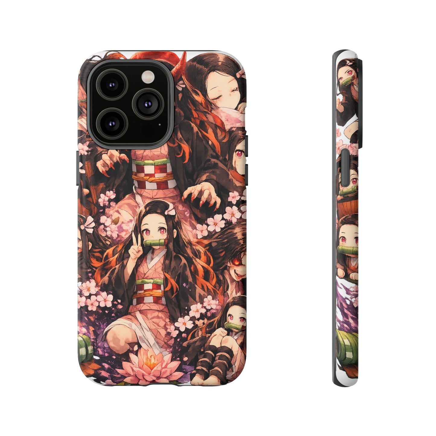Anime Phone Case — Floral Nezuko Pattern Tough Case