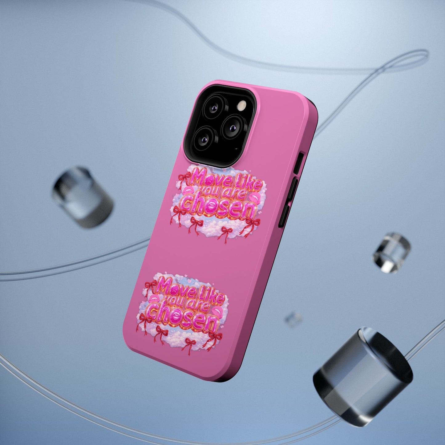 Impact-Resistant Phone Case — “Move Like You Are Chosen” Pink Floral Design