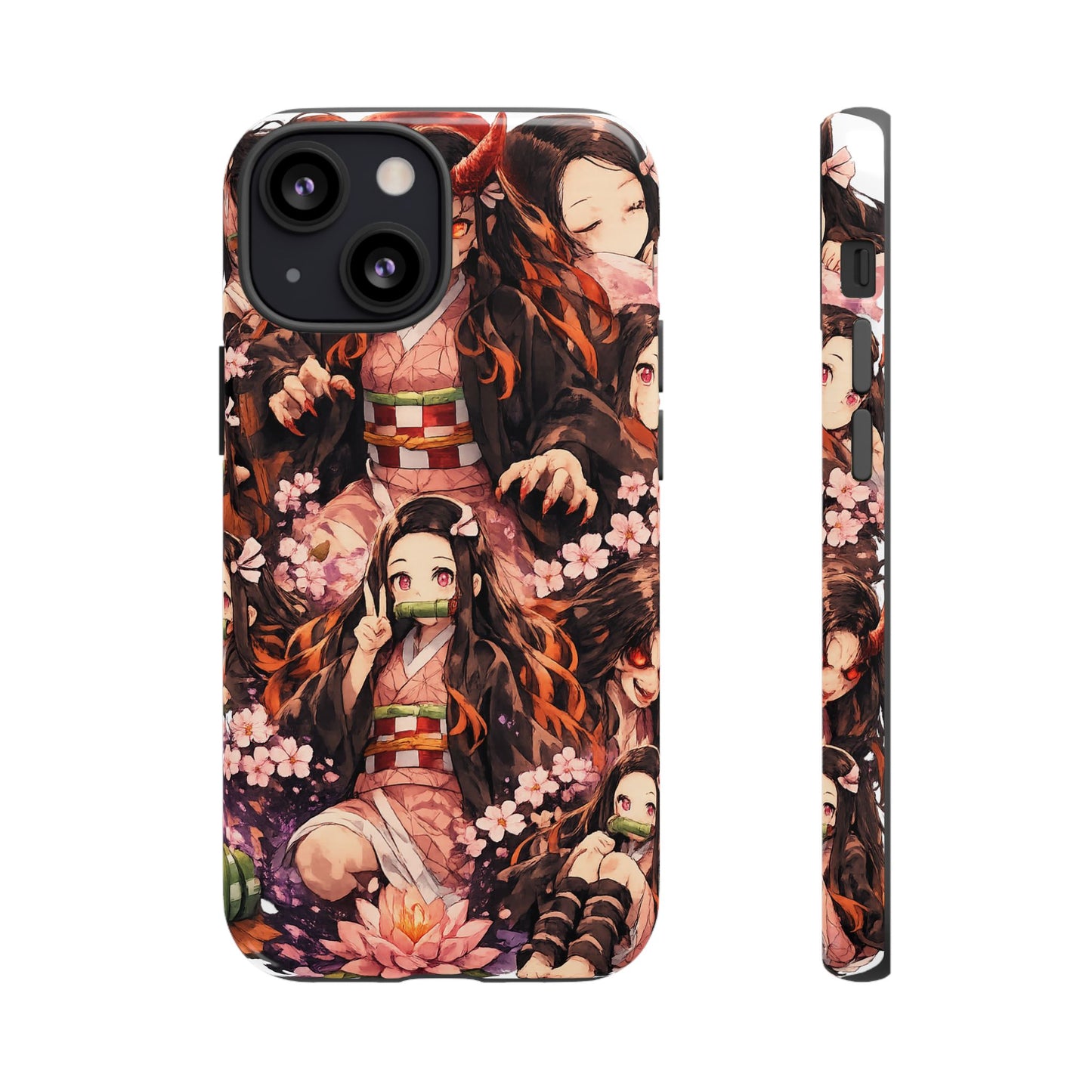 Anime Phone Case — Floral Nezuko Pattern Tough Case