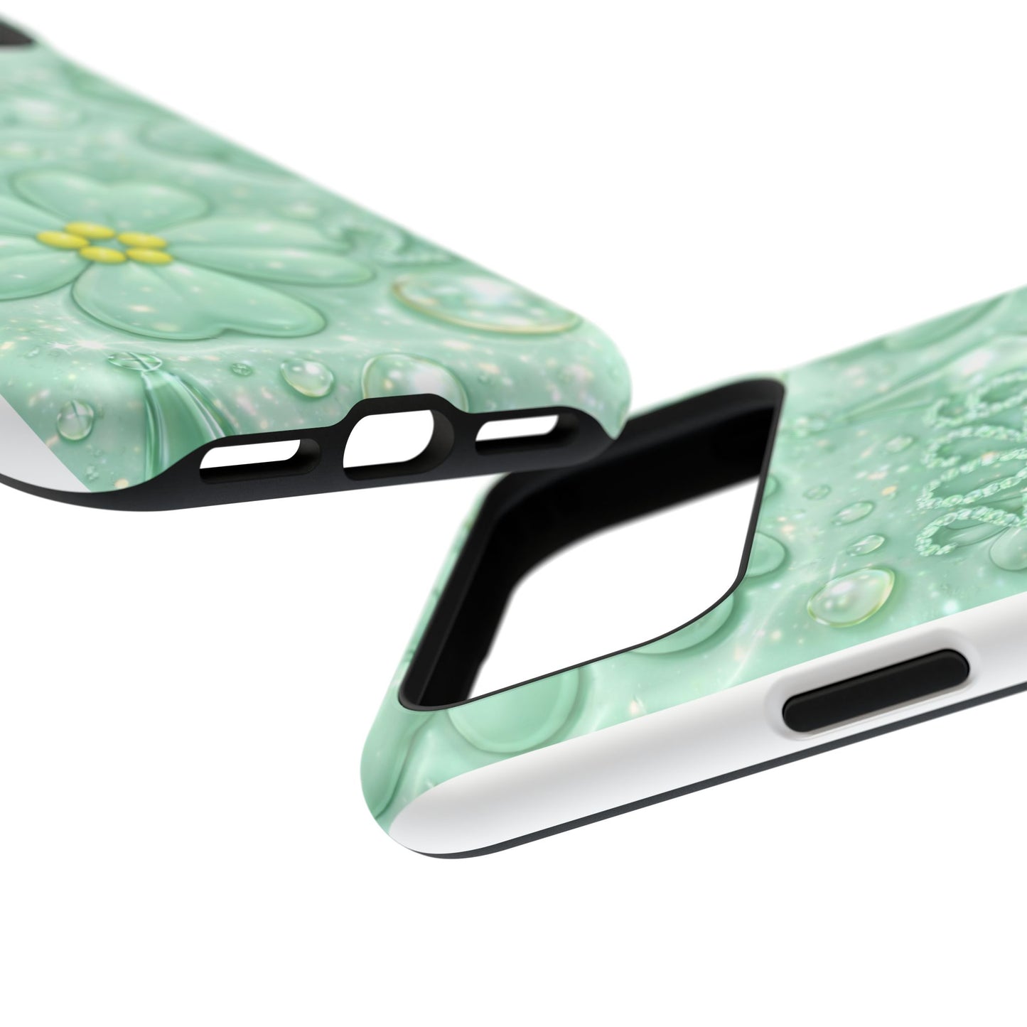 Impact-Resistant Phone Case — Mint 2026 Floral Clover Design