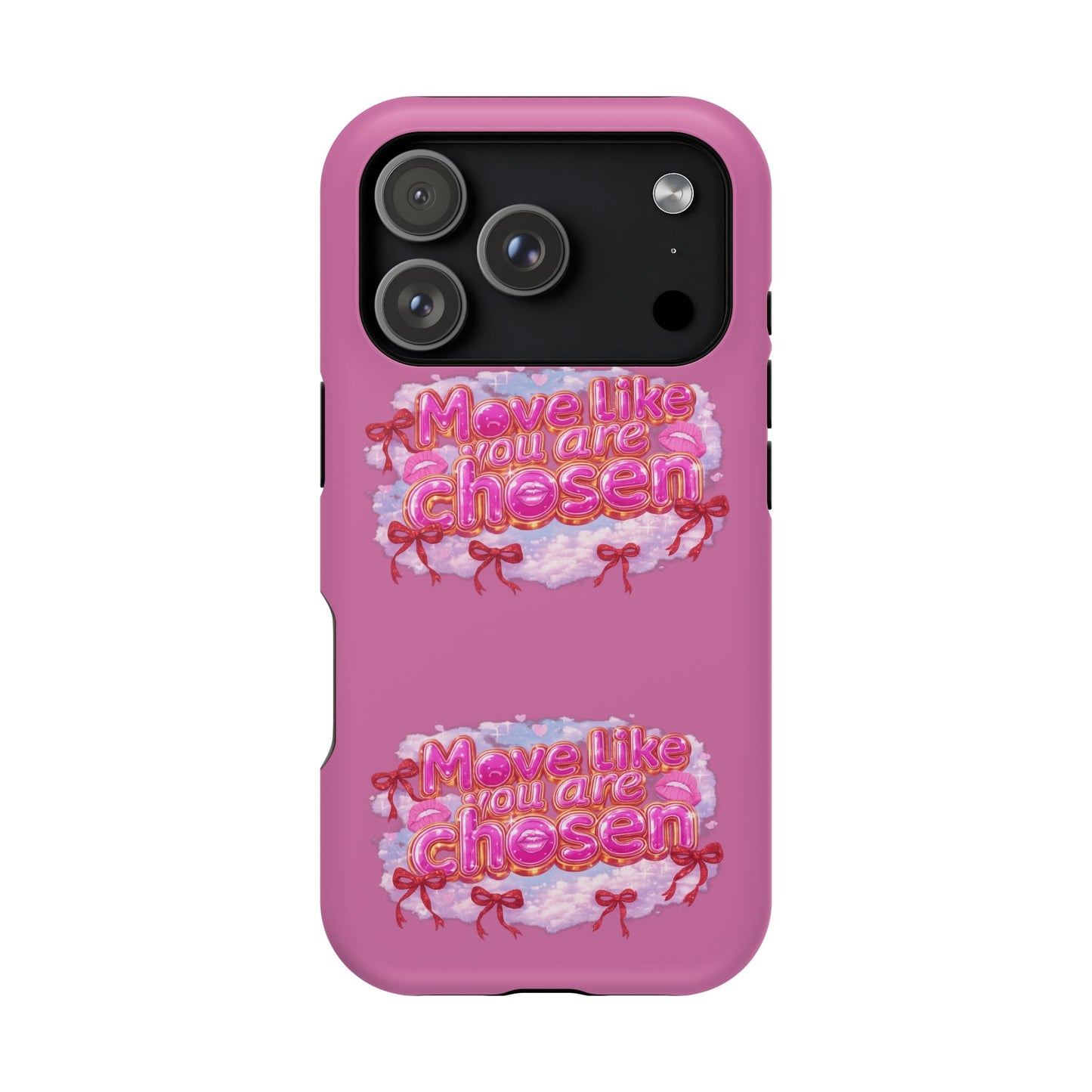 Impact-Resistant Phone Case — “Move Like You Are Chosen” Pink Floral Design
