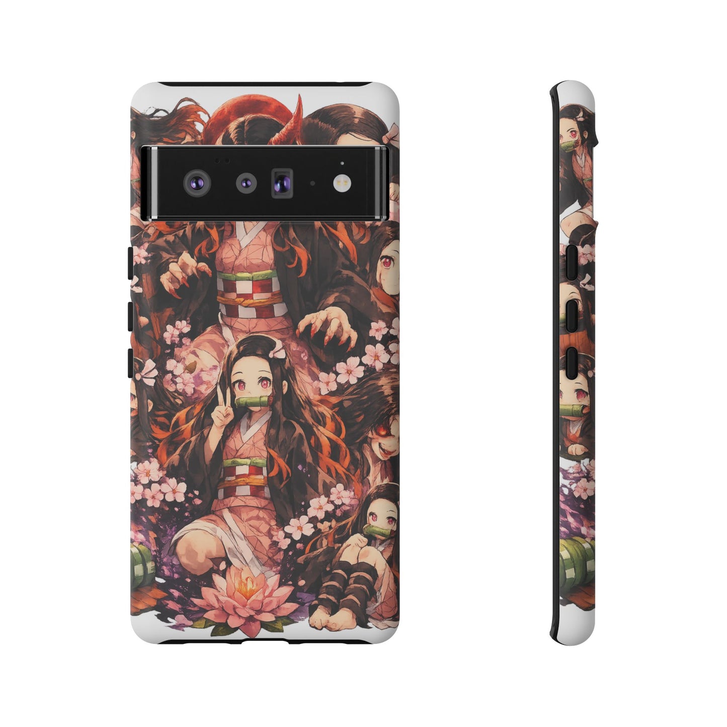 Anime Phone Case — Floral Nezuko Pattern Tough Case