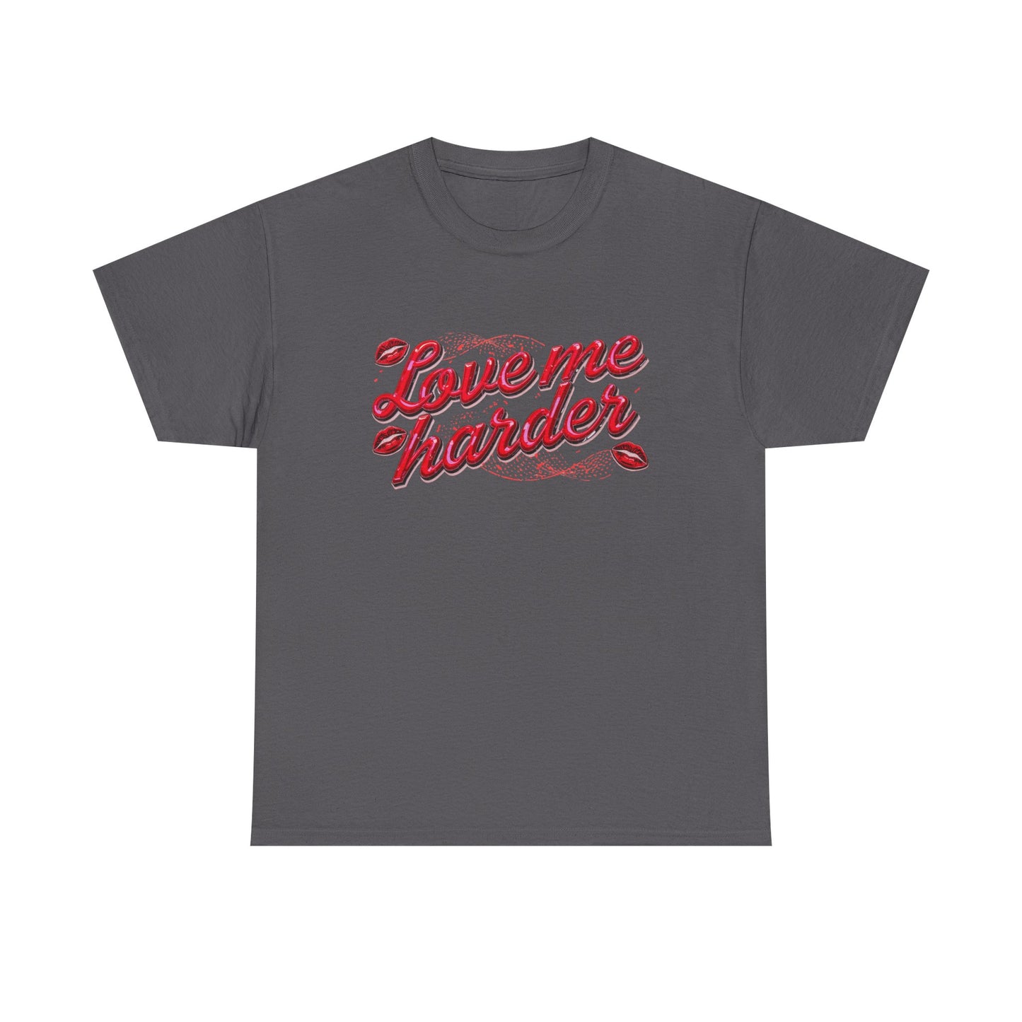 Love Me Harder Tee — Retro Script Lip Graphic T-Shirt