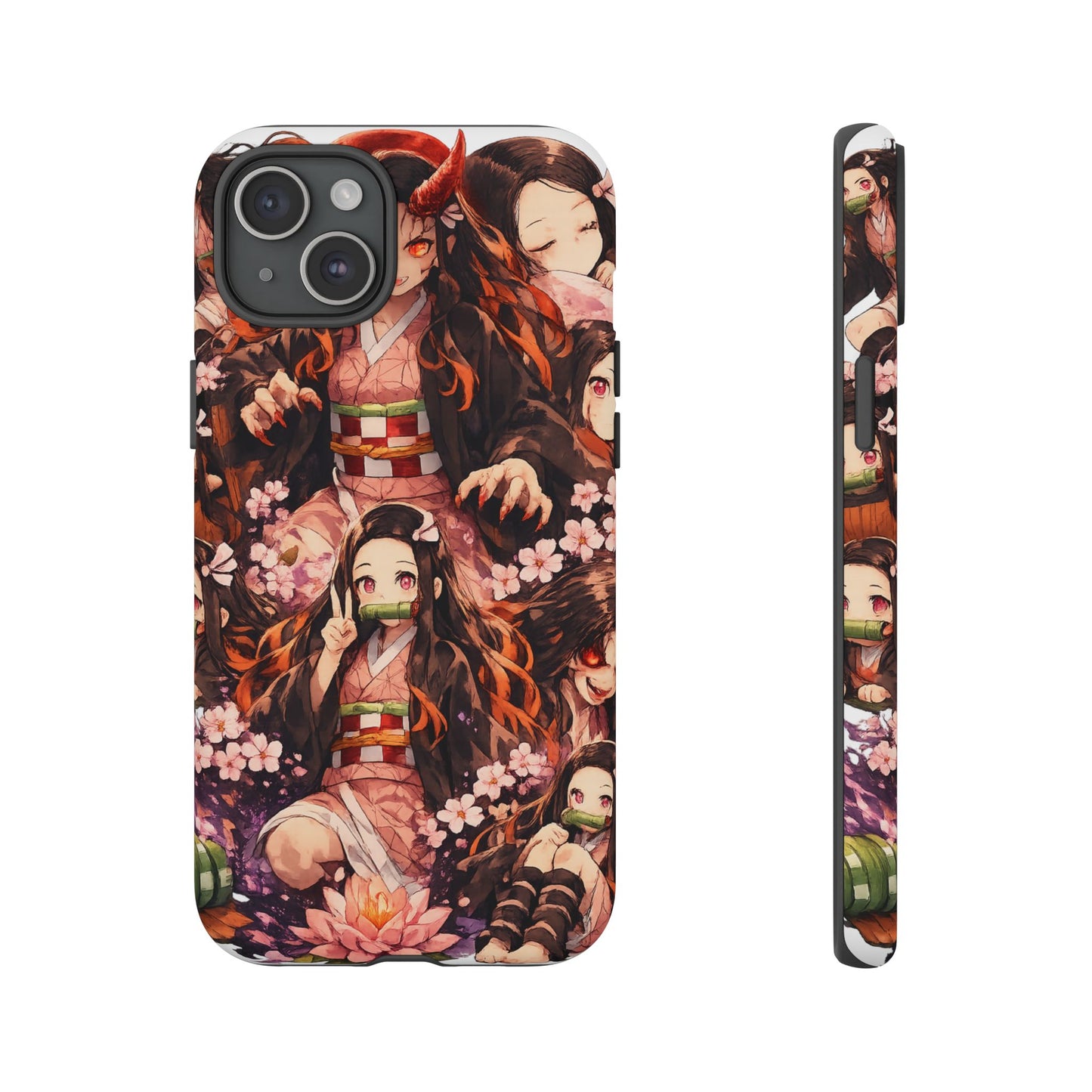 Anime Phone Case — Floral Nezuko Pattern Tough Case