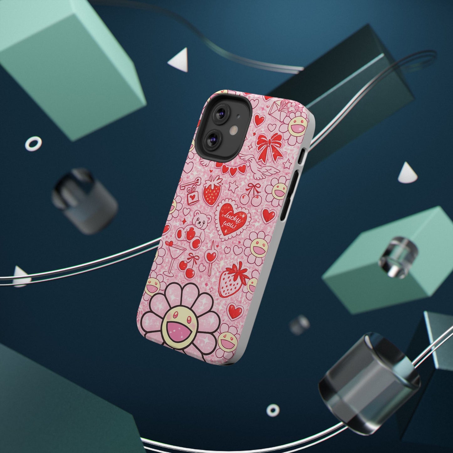 Cute Pink Kawaii Floral Phone Case — Impact-Resistant