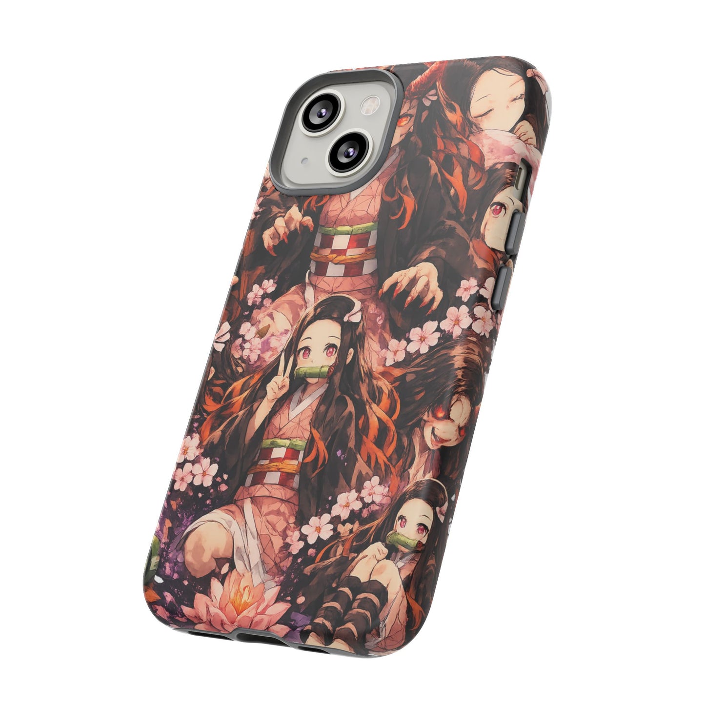 Anime Phone Case — Floral Nezuko Pattern Tough Case