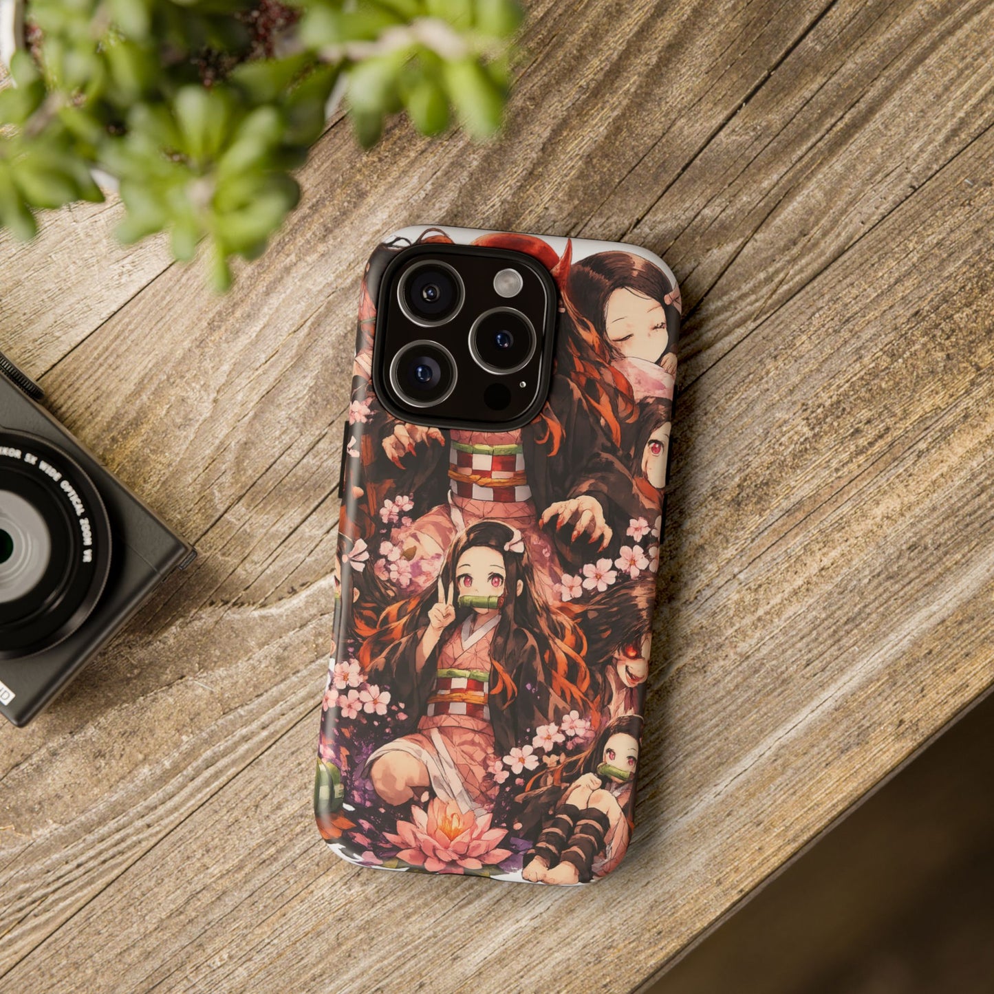Anime Phone Case — Floral Nezuko Pattern Tough Case
