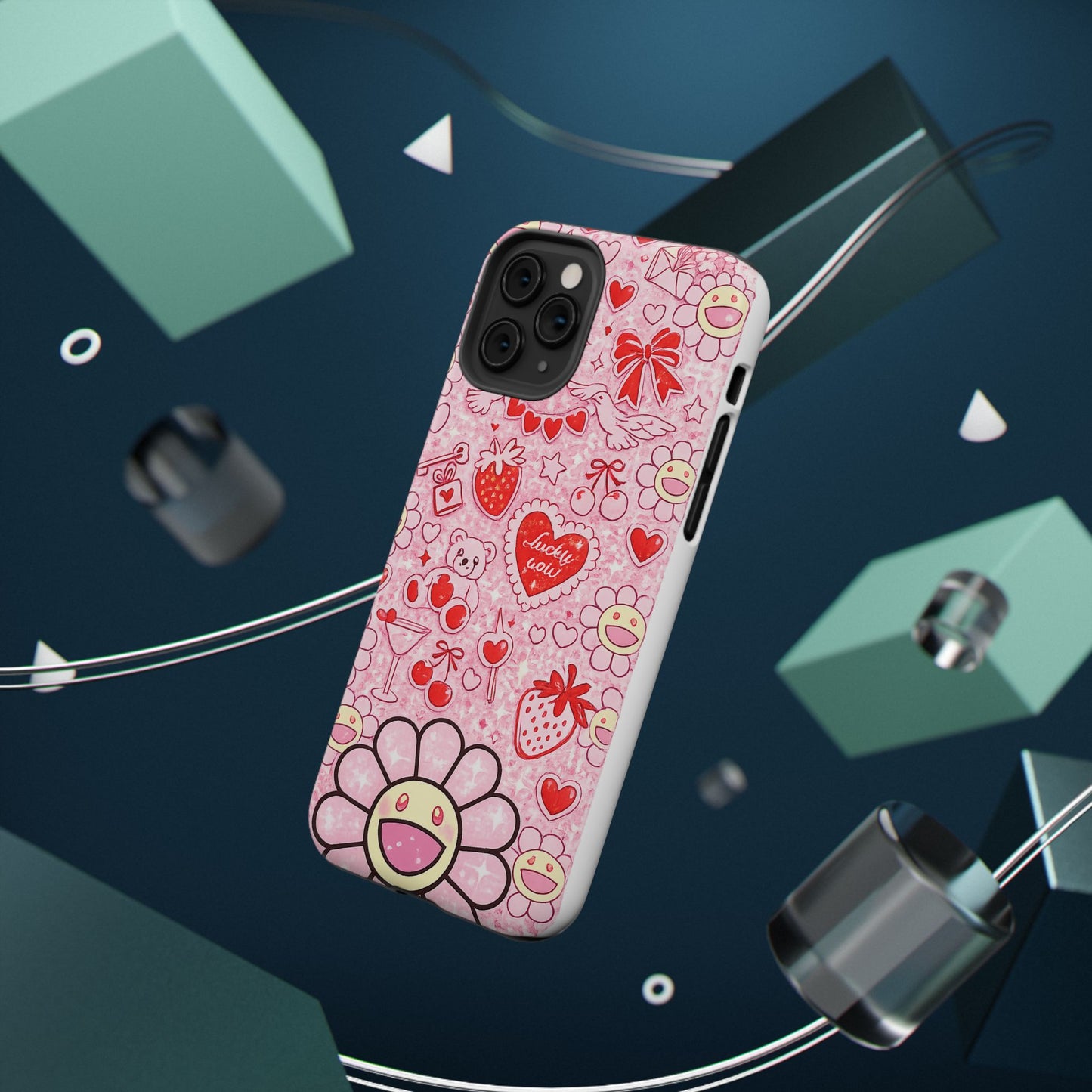 Cute Pink Kawaii Floral Phone Case — Impact-Resistant