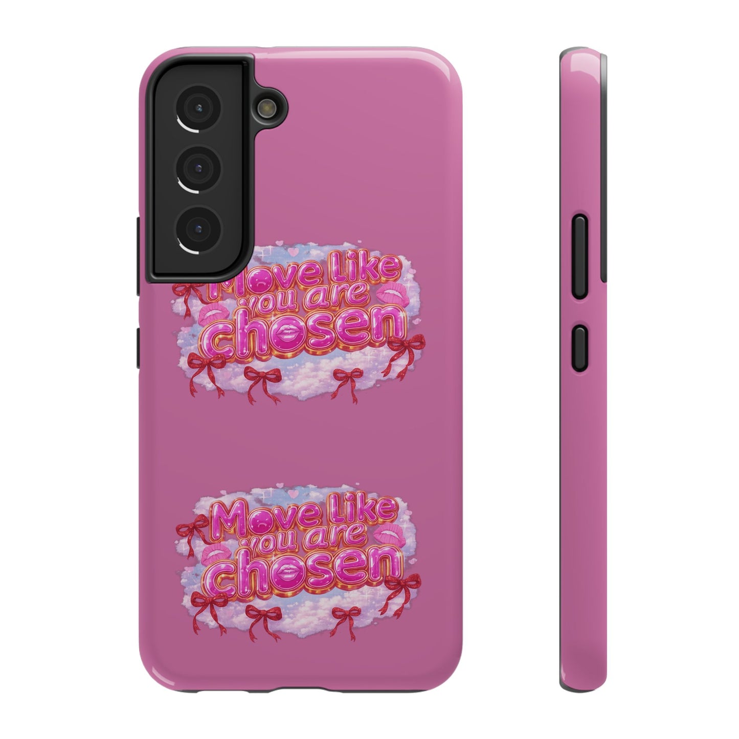 Impact-Resistant Phone Case — “Move Like You Are Chosen” Pink Floral Design