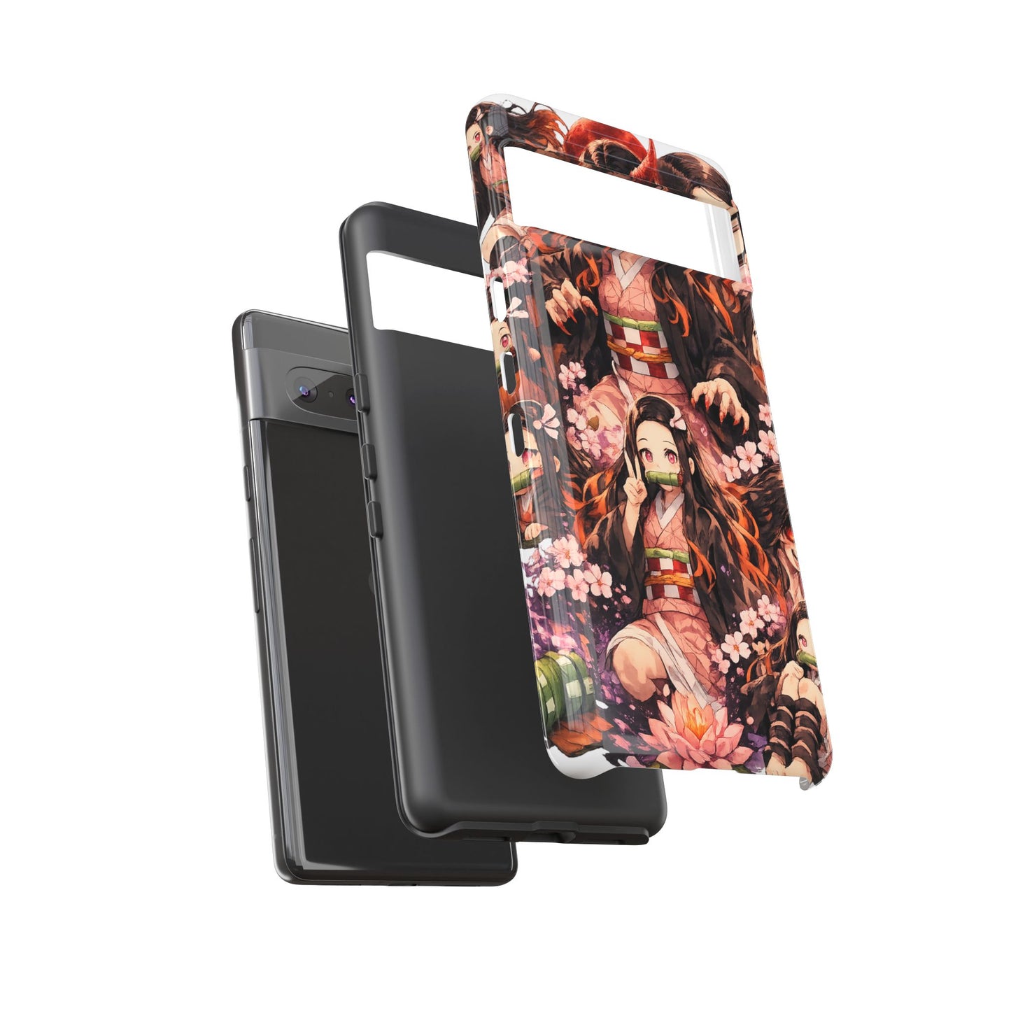 Anime Phone Case — Floral Nezuko Pattern Tough Case