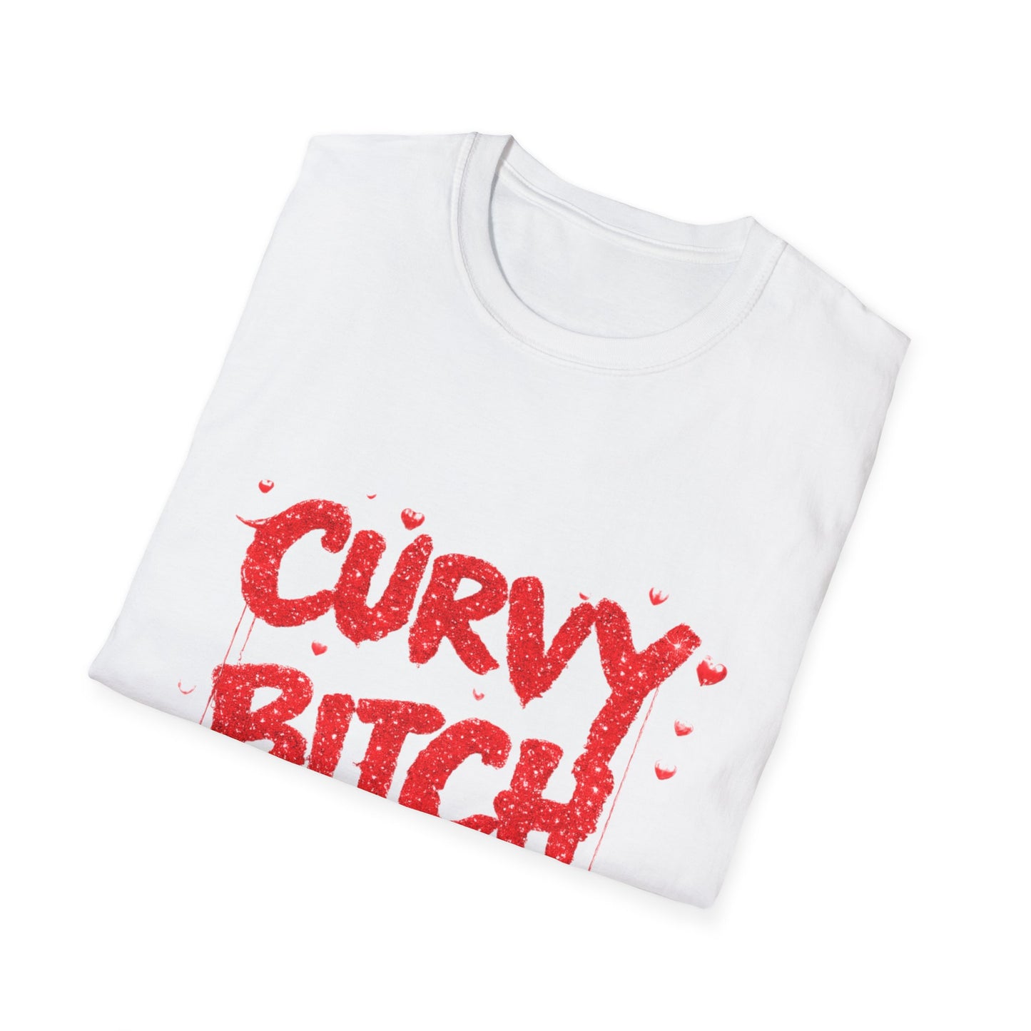 Curvy Bitch Graphic Tee – Bold Red Heart Typography Shirt