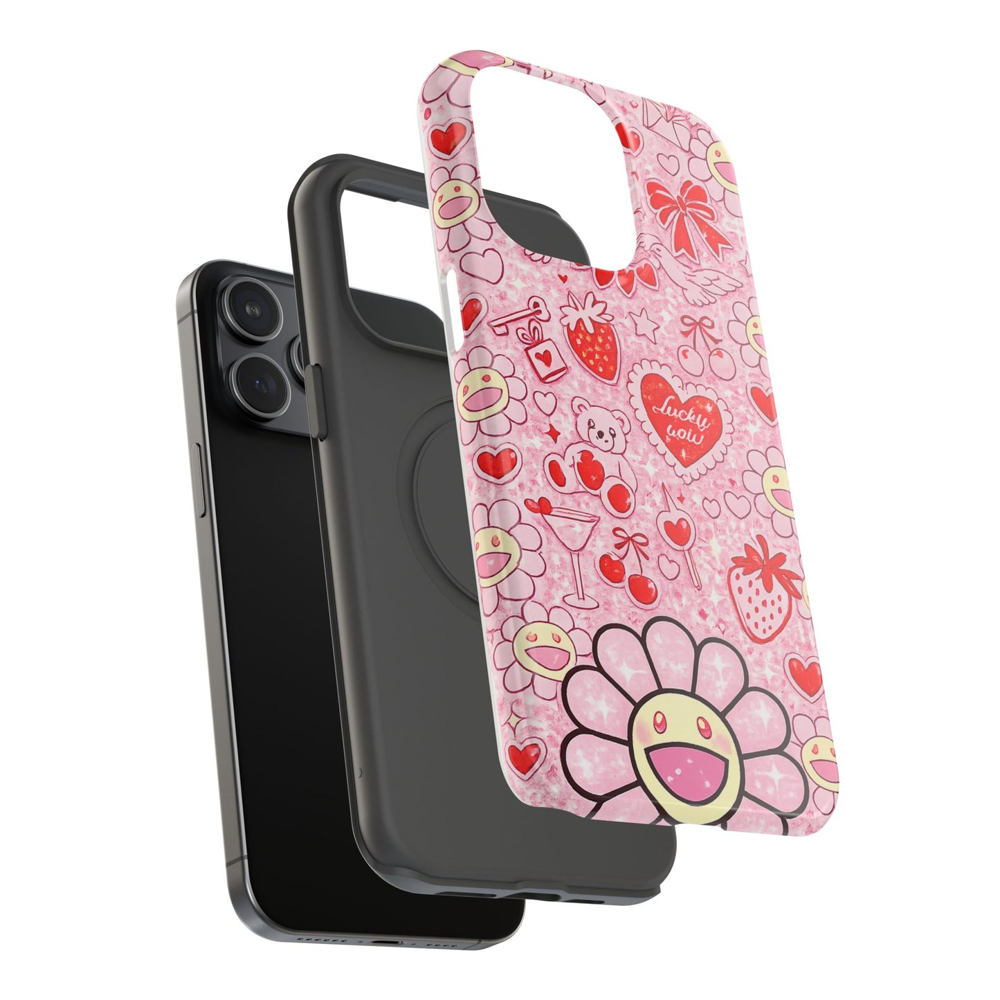 Cute Pink Kawaii Floral Phone Case — Impact-Resistant
