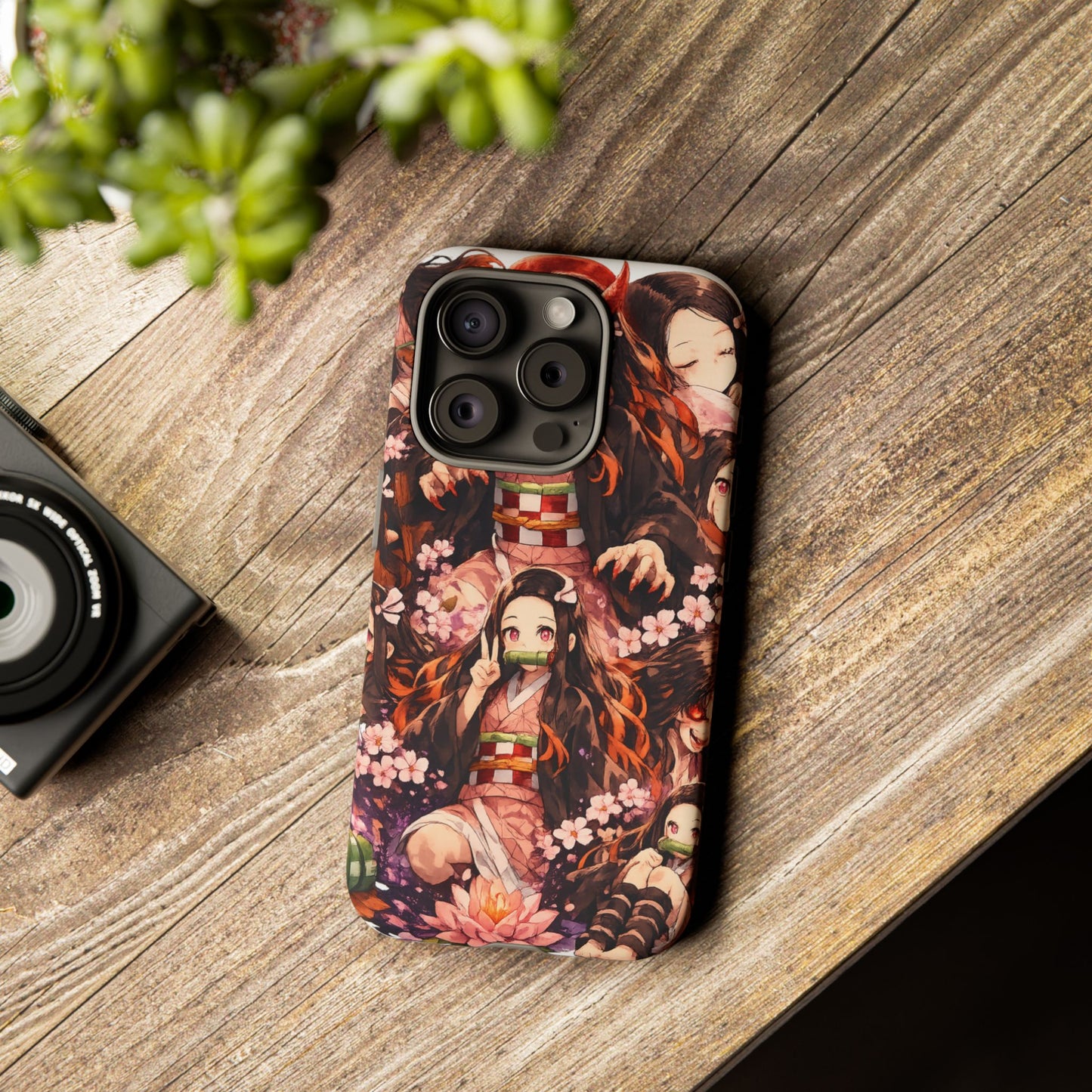 Anime Phone Case — Floral Nezuko Pattern Tough Case