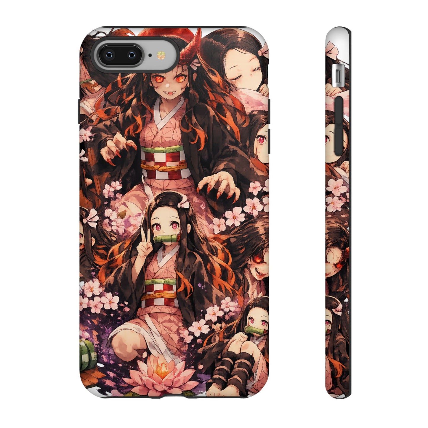 Anime Phone Case — Floral Nezuko Pattern Tough Case