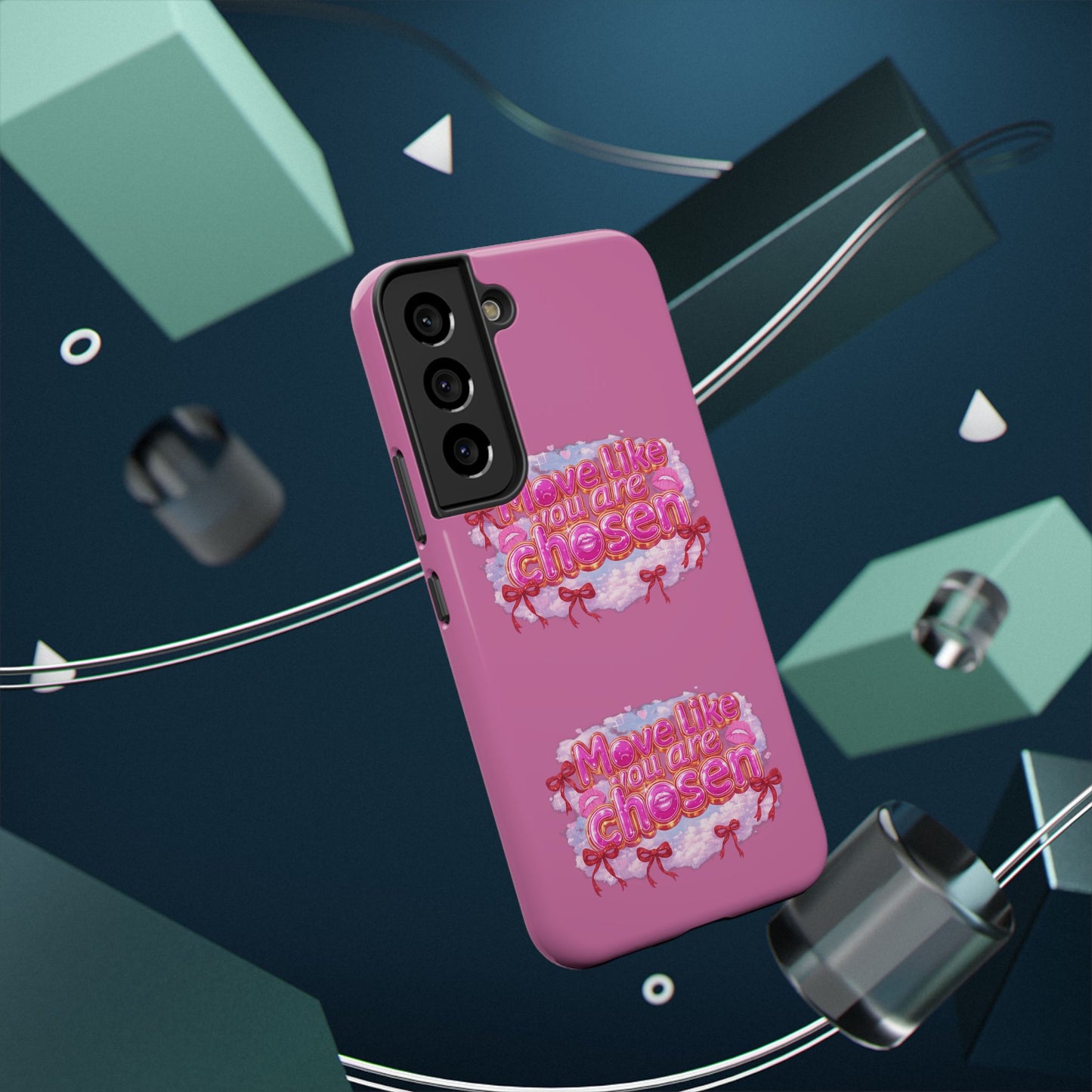 Impact-Resistant Phone Case — “Move Like You Are Chosen” Pink Floral Design
